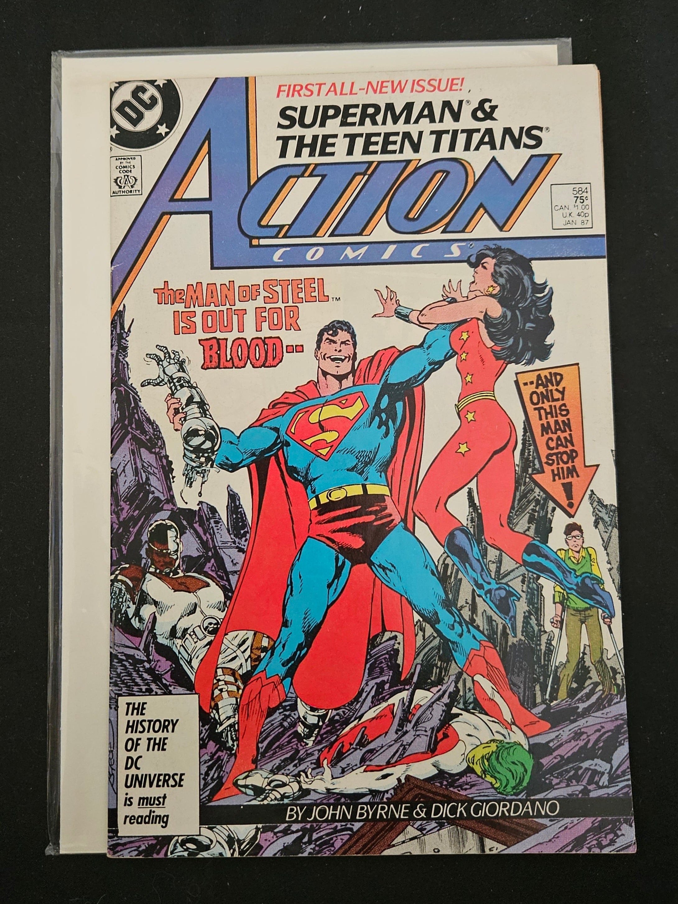 Action Comics #584: The Death of Superman! | DC Comics 1986 | Collectible Vintage Comic Book for Superhero Fans & Comic Collectors | Perfect for Display, Gifts & Investment