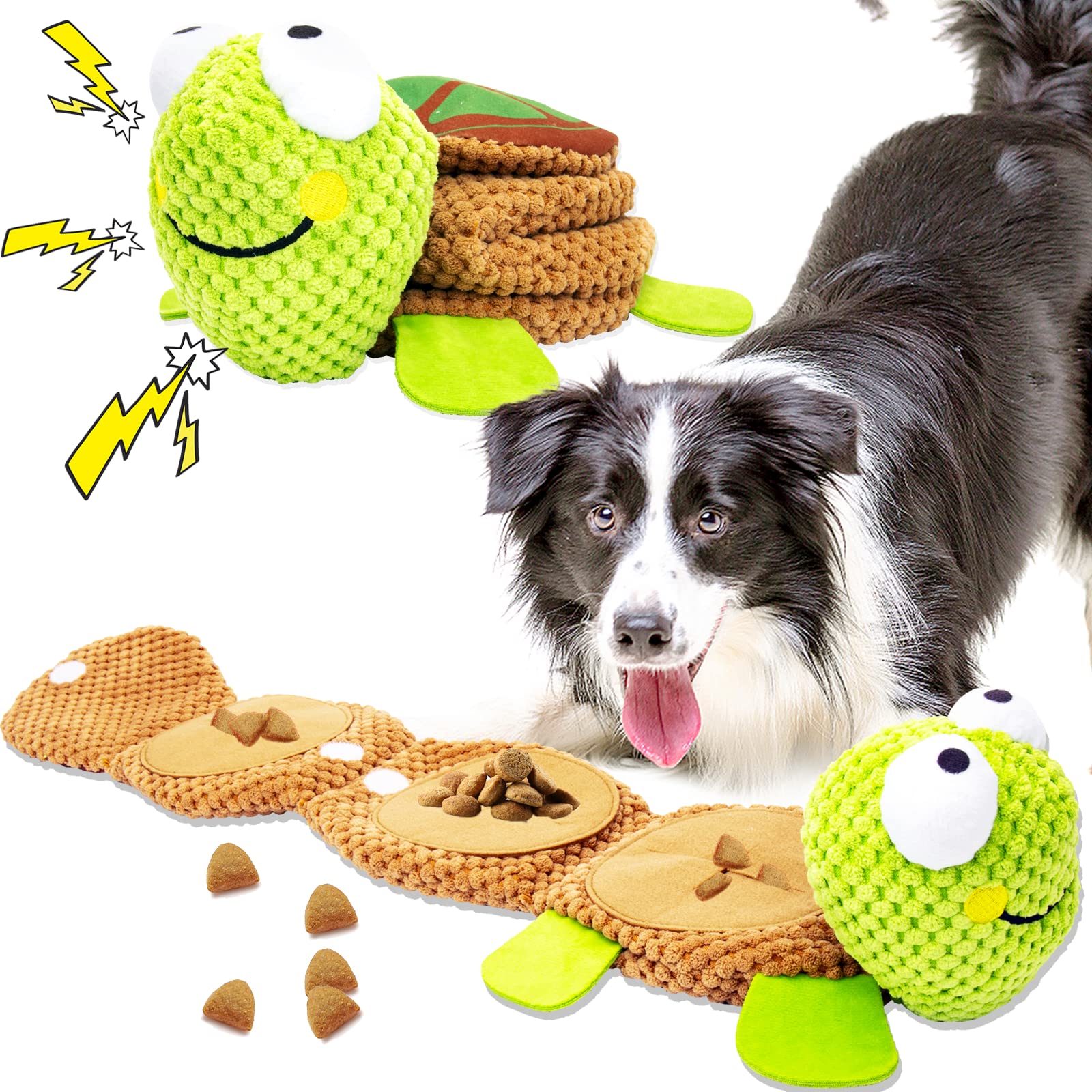 Durable Interactive Dog Puzzle Toys - Squeaky Snuffle Treat Hiding Dispenser, Crinkle Chew Plush with No Stuffing for Small Medium Large Dogs | Mental Stimulation & Boredom Relief for Puppies & Adult Dogs | Perfect for Indoor Play, Training Rewards & Anxiety Relief