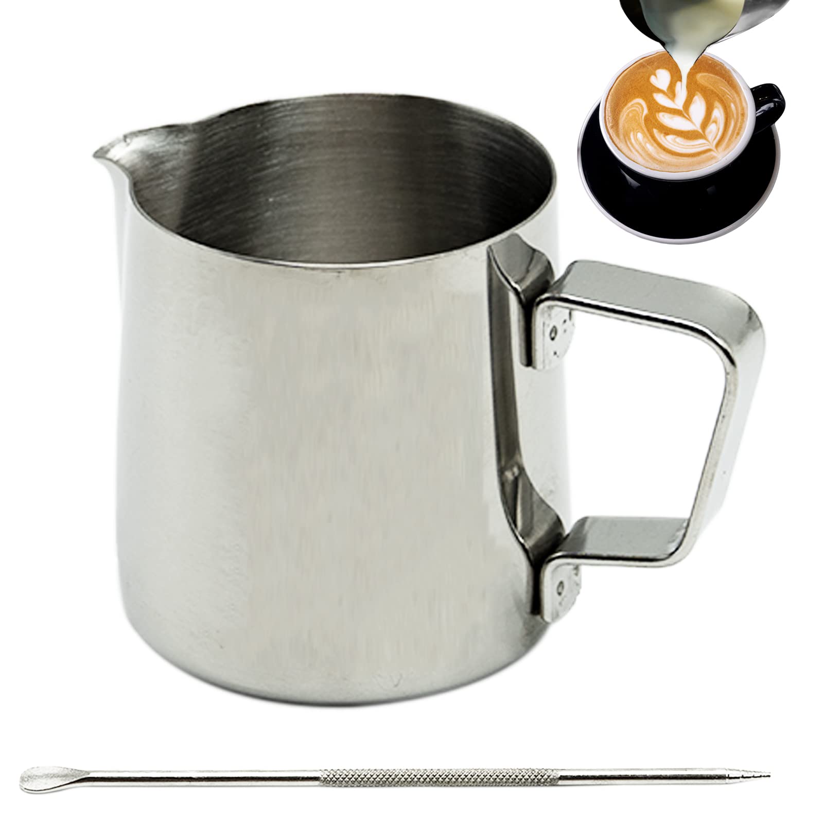 200ml Stainless Steel Milk Frothing Pitcher with Measurement Mark - Barista Grade Milk Jug for Perfect Cappuccino, Latte & Espresso Foam - Ideal for Home Coffee Makers & Professional Cafes