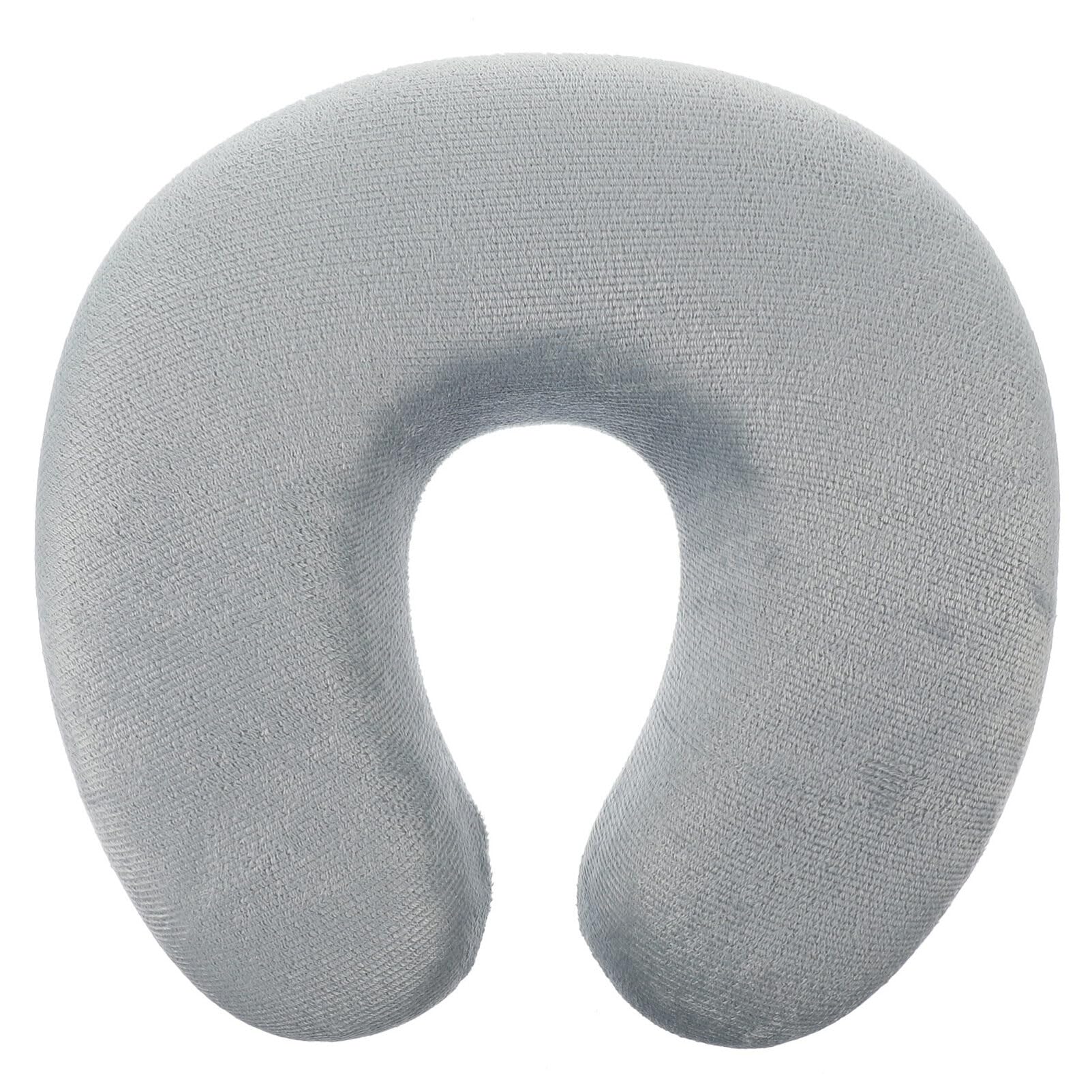 Garneck Airplane Travel Pillow - Soft Memory Foam U-Shaped Neck Support Cushion for Airplanes, Cars, Trains, Home & Office - Light Grey - Perfect for Long Flights, Road Trips & Work Breaks