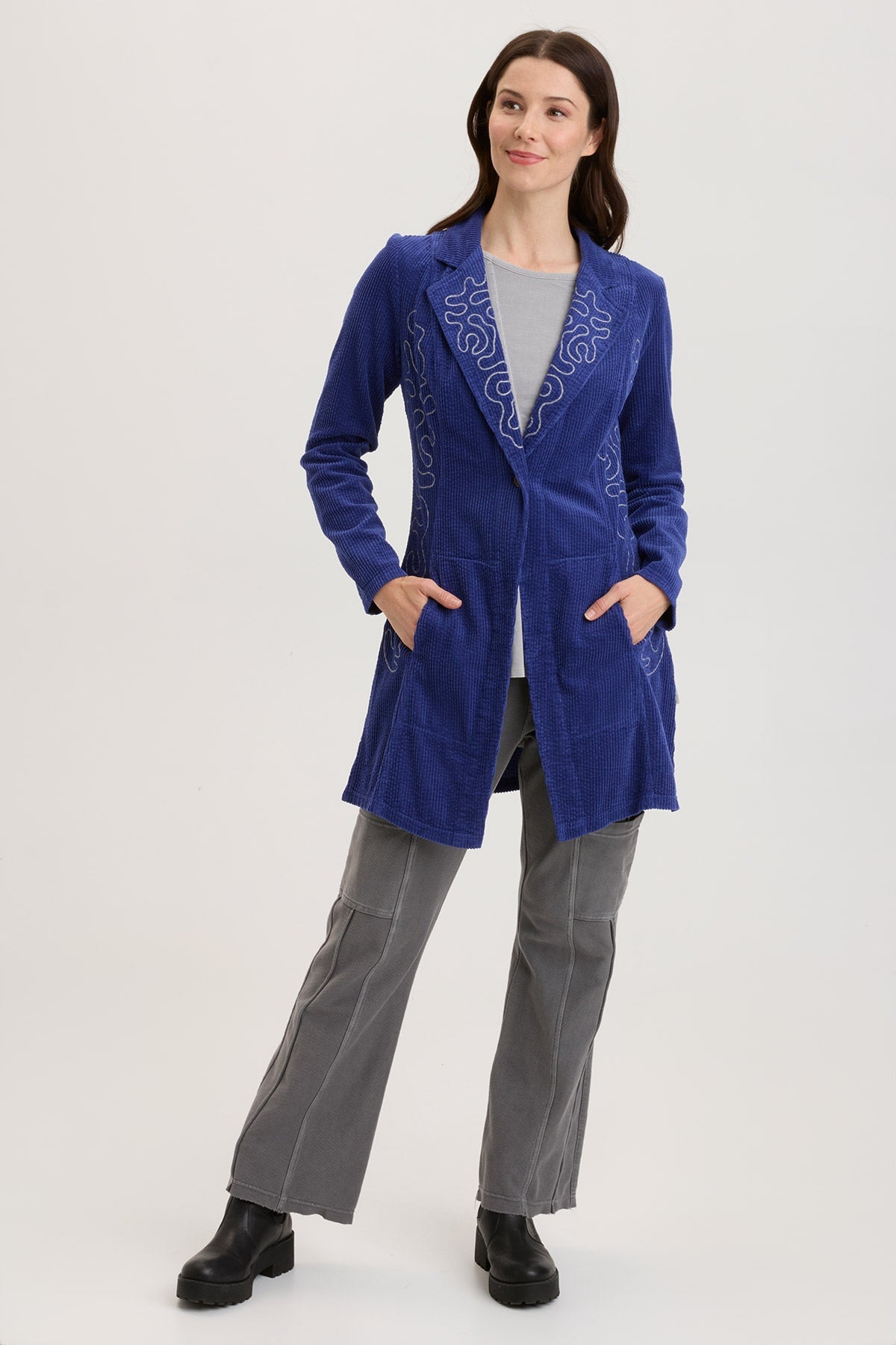 Seema Embroidered Long Coat for Women - Elegant Boho Maxi Duster Jacket with Floral Embroidery - Perfect for Fall, Winter, and Special Occasions