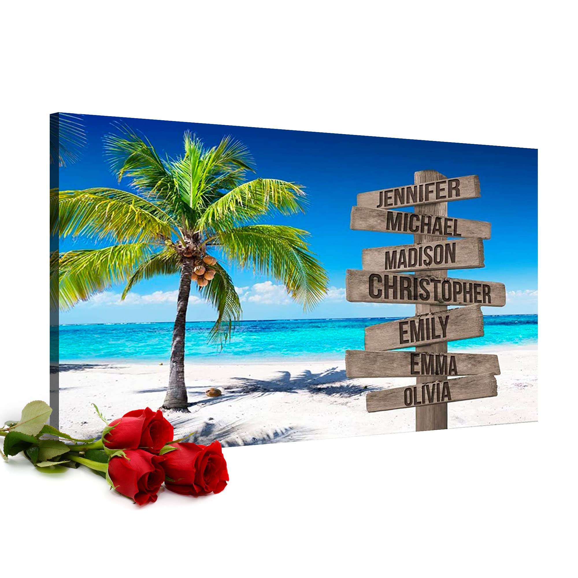Premium Personalized Ocean Breeze Canvas Wall Art - Custom Name Family Portrait - 24x16 Inch Framed Home Decor Gift for Him, Her, Couples | Perfect for Living Room, Bedroom & Anniversary Presents
