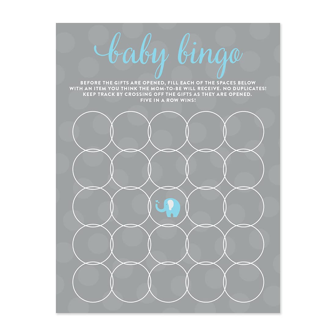 Andaz Press Elephant Baby Shower Games Set - 20-Pack Baby Bingo Cards, Activities & Decorations for Gender Reveal, Nursery Party & Newborn Celebration