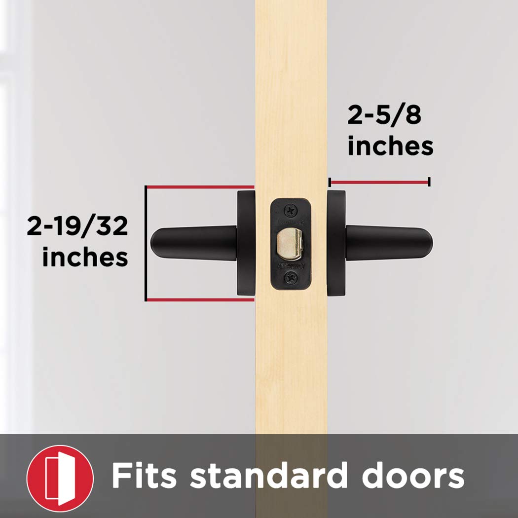 Kwikset 91540-030 Milan Modern Slim Round Door Handle Lever - Contemporary Iron Black Finish for Home, Hallway, Closet & Interior Doors | Perfect for Bedrooms, Bathrooms & Office Spaces