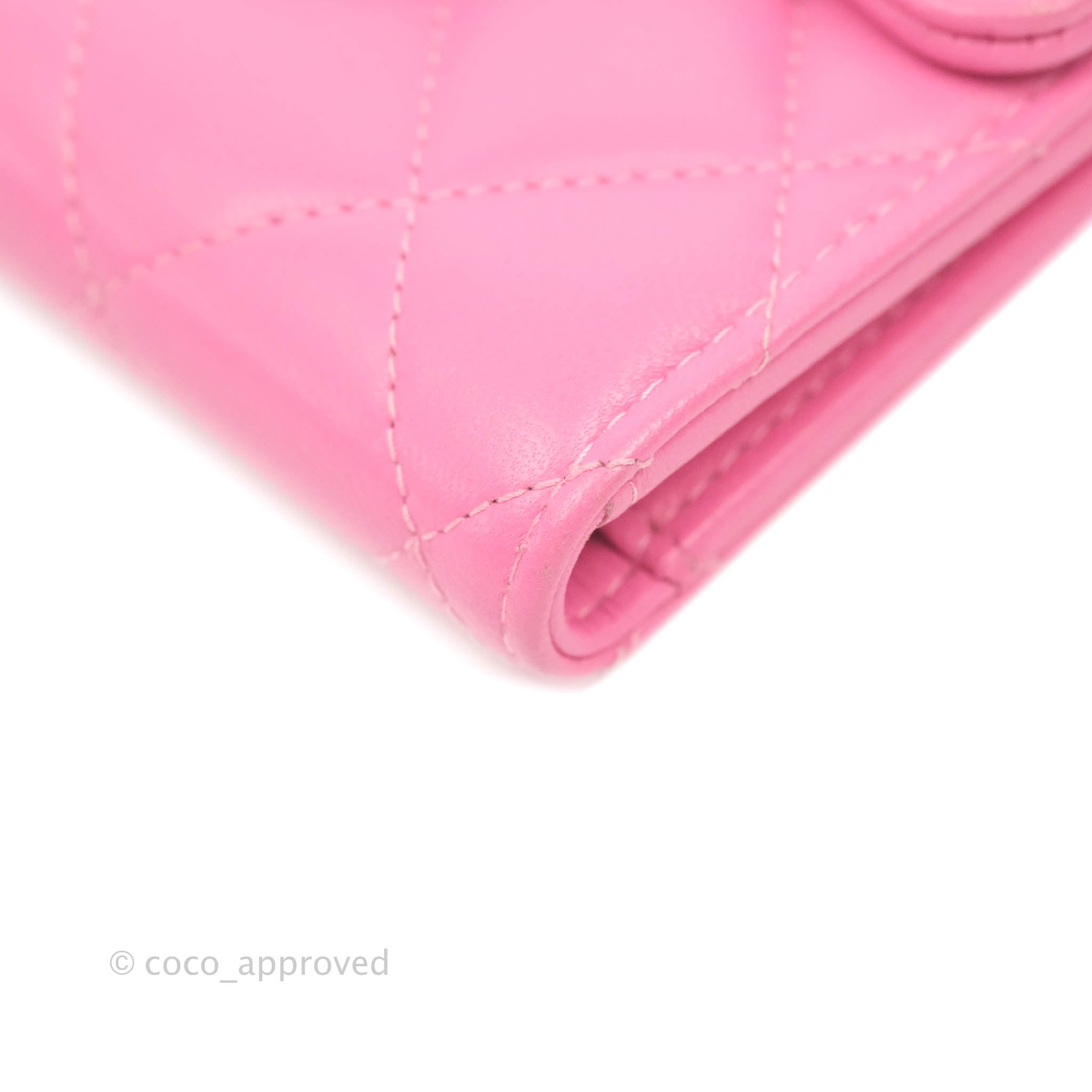 Chanel Classic Flap Wallet in Pink Lambskin Leather with Silver Hardware - Luxury Women's Wallet for Everyday Use & Special Occasions