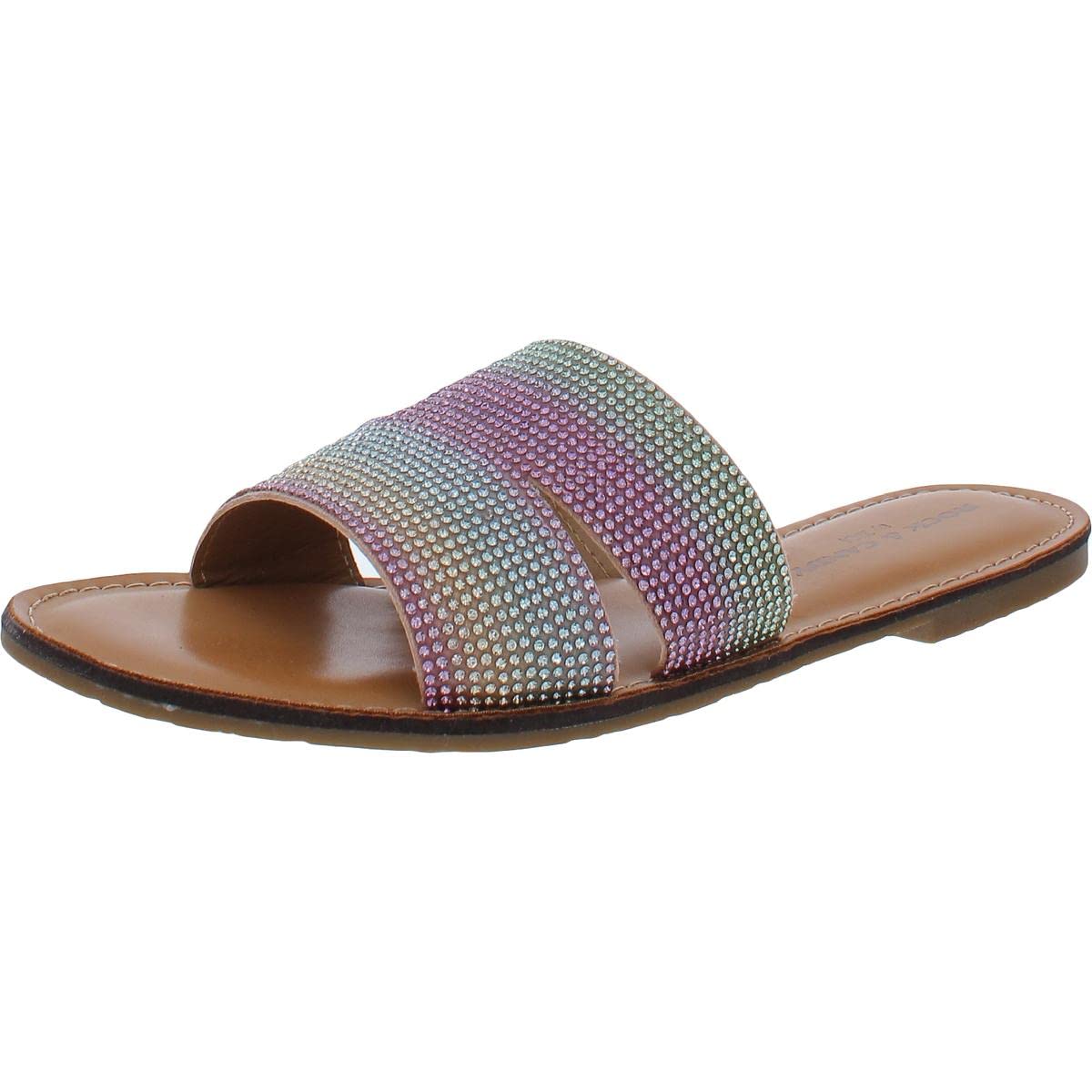 Rock & Candy Women's Comfortable Slide Sandals - Flat Summer Beach Slippers for Casual Wear, Poolside, and Outdoor Relaxation
