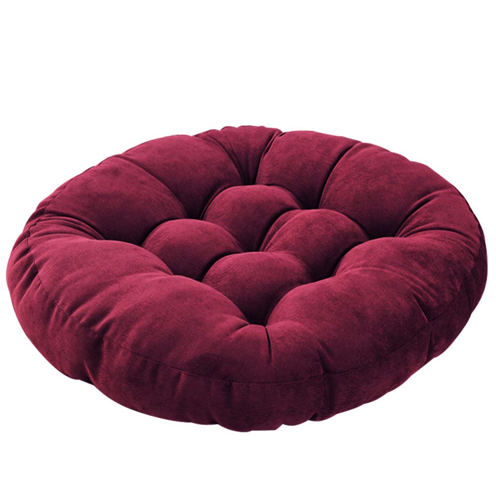 Tiita Round Tufted Seat Cushion - 22x22 Inch Thick Meditation Pillow for Yoga, Floor Sitting, Sofa & Outdoor Use - Burgundy Floor Cushion for Living Room, Balcony & Relaxation