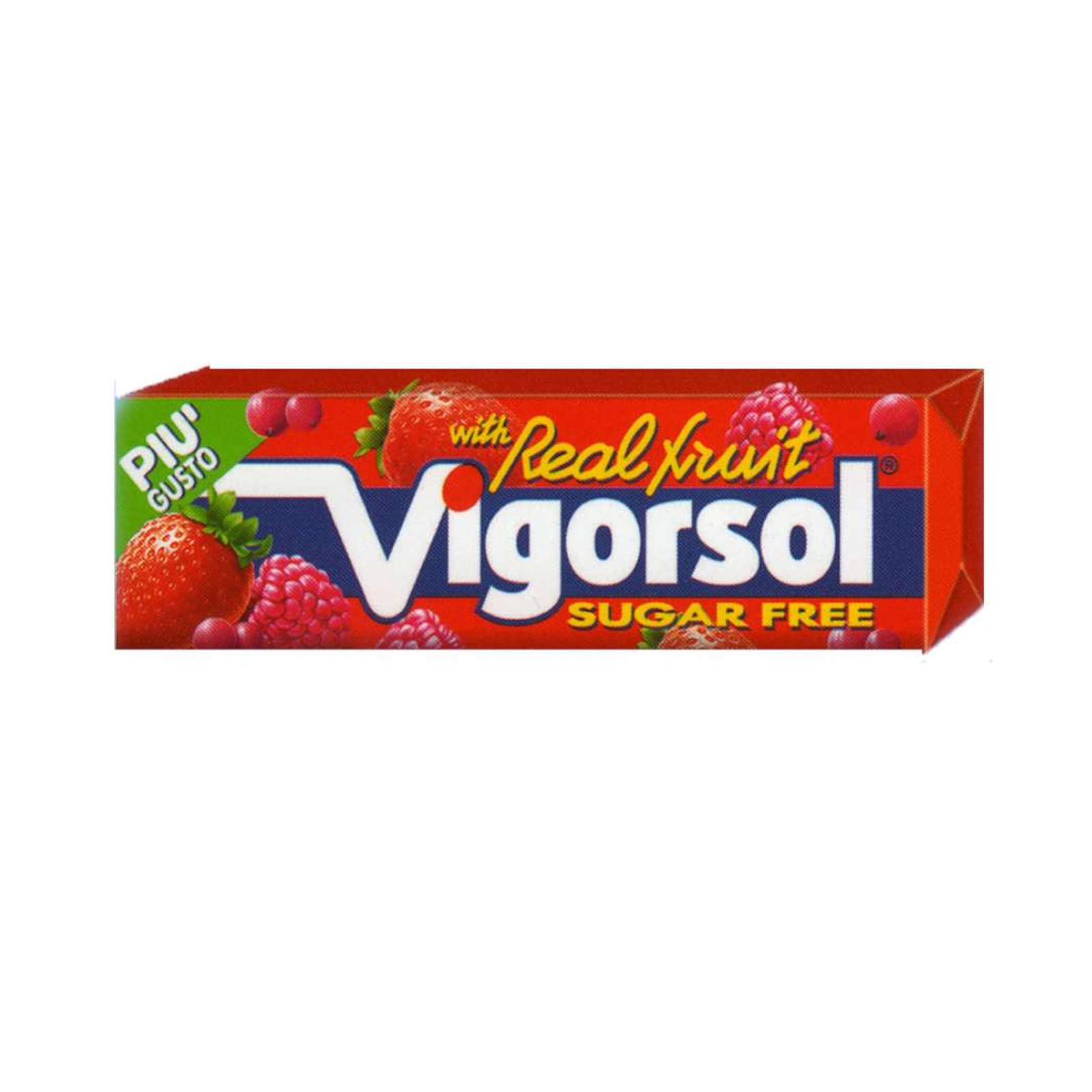 Vigorsol Real Fruit Sugar-Free Strawberry Chewing Gum - 10 Packs | Fresh Breath, Long-Lasting Flavor | Perfect for Work, Travel & On-the-Go Snacking