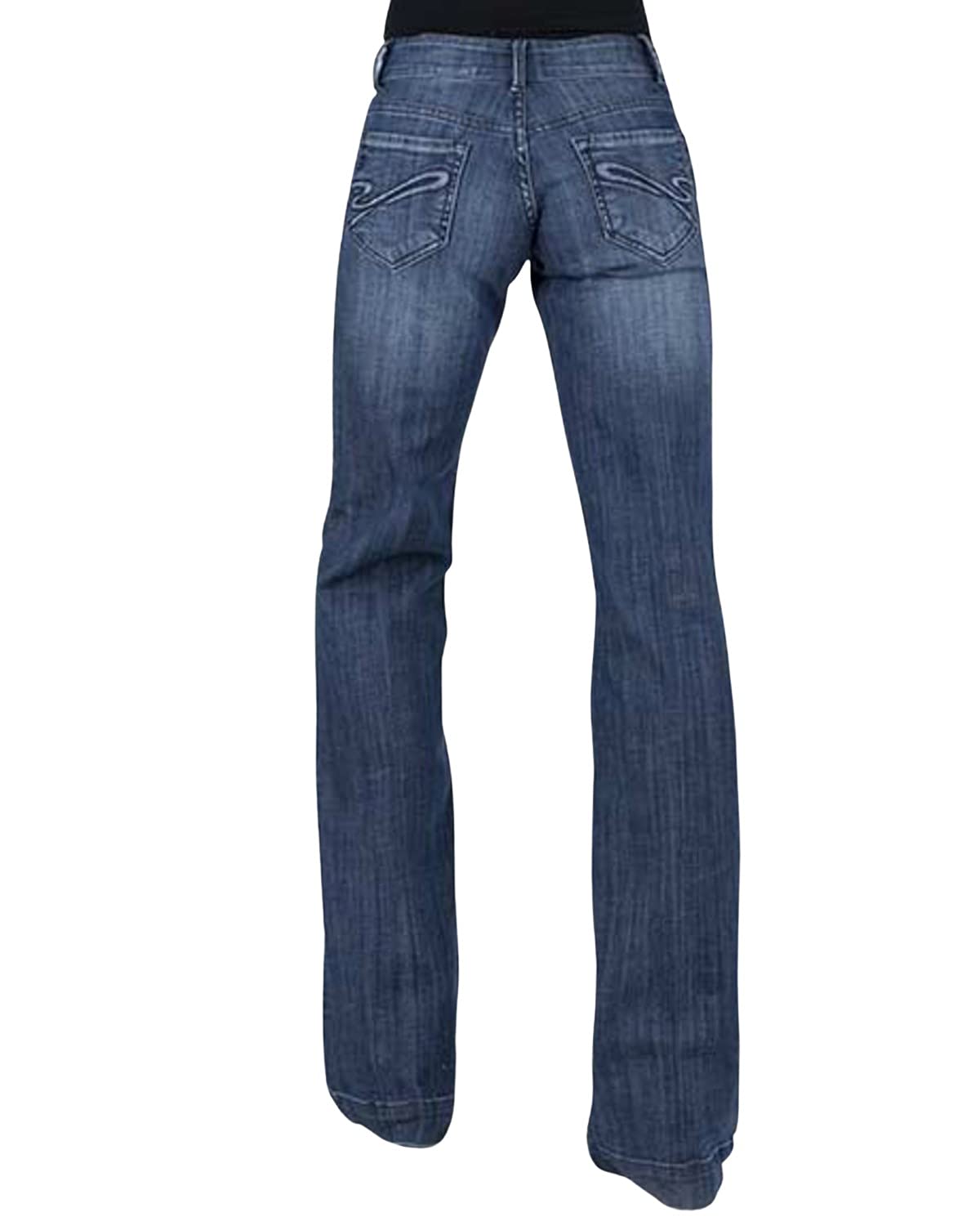 Stetson Women's 214 Medium Wash Trouser Fit Jeans - Blue Denim Pants Size 12 Regular | Comfortable Casual & Office Wear for Women
