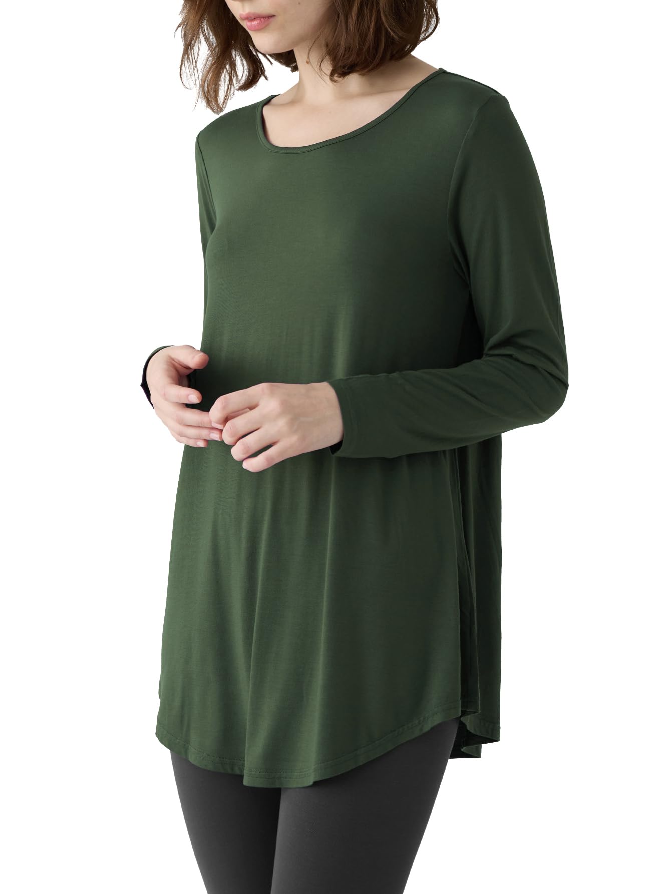 Women's Soft Viscose Long Sleeve Tunic Top - Comfortable Lounge Wear & Sleepwear for Relaxing at Home or Travel