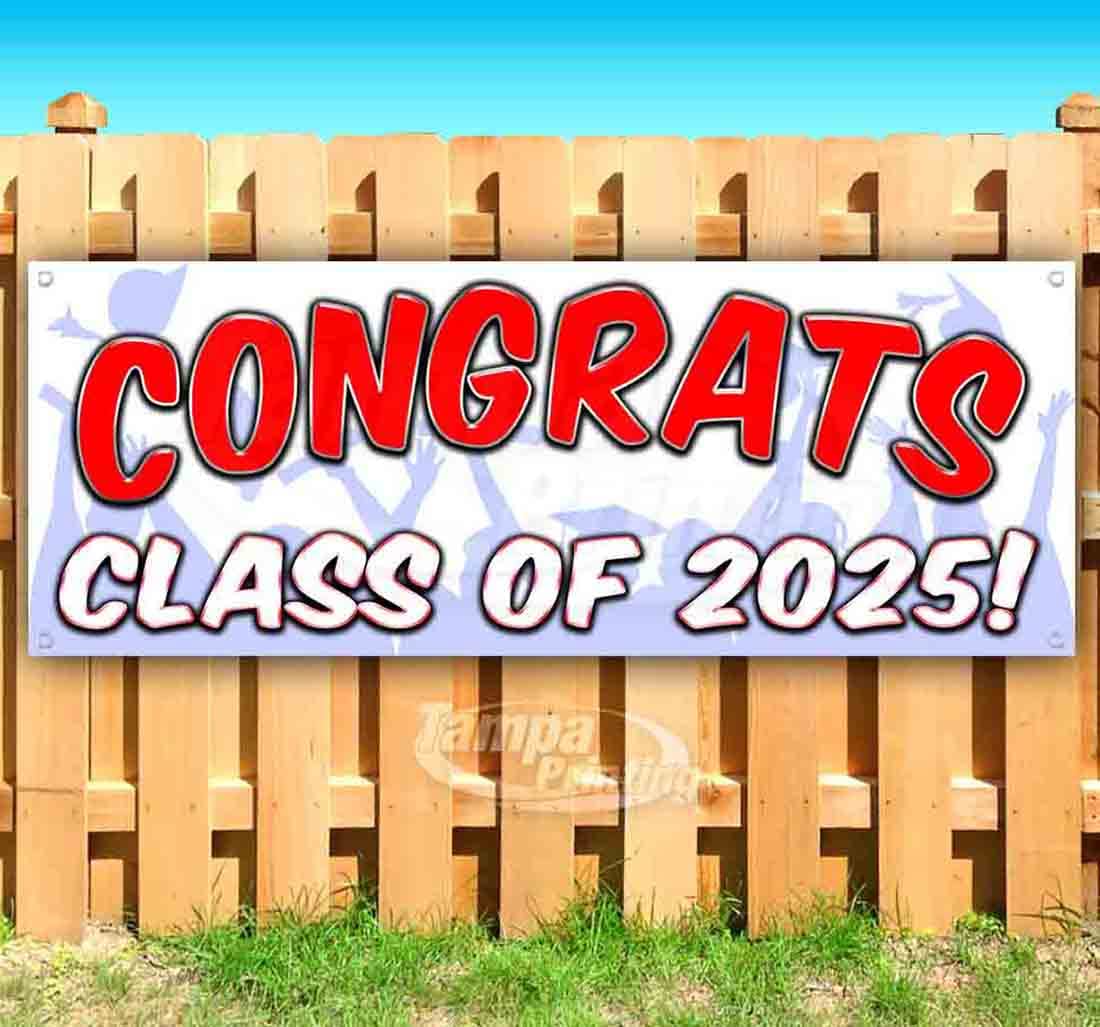 Class of 2025 Graduation Banner - 13 oz Heavy-Duty Vinyl with Metal Grommets | Single-Sided Non-Fabric Sign | Perfect for School Ceremonies, Parties & Wall Decor