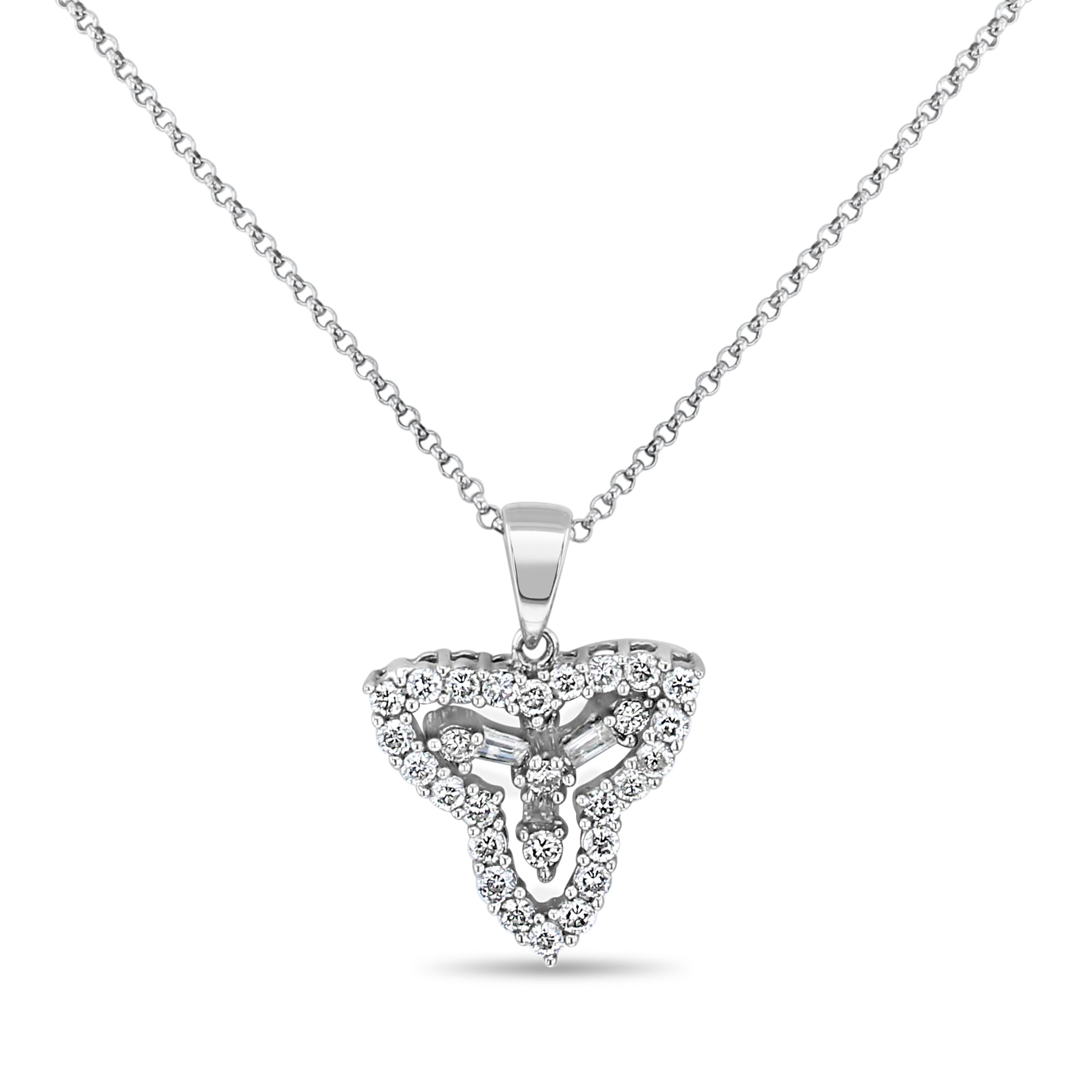 14K White Gold Trinity Diamond Necklace for Women - Elegant Layered Pendant Jewelry Gift for Anniversary, Wedding & Special Occasions