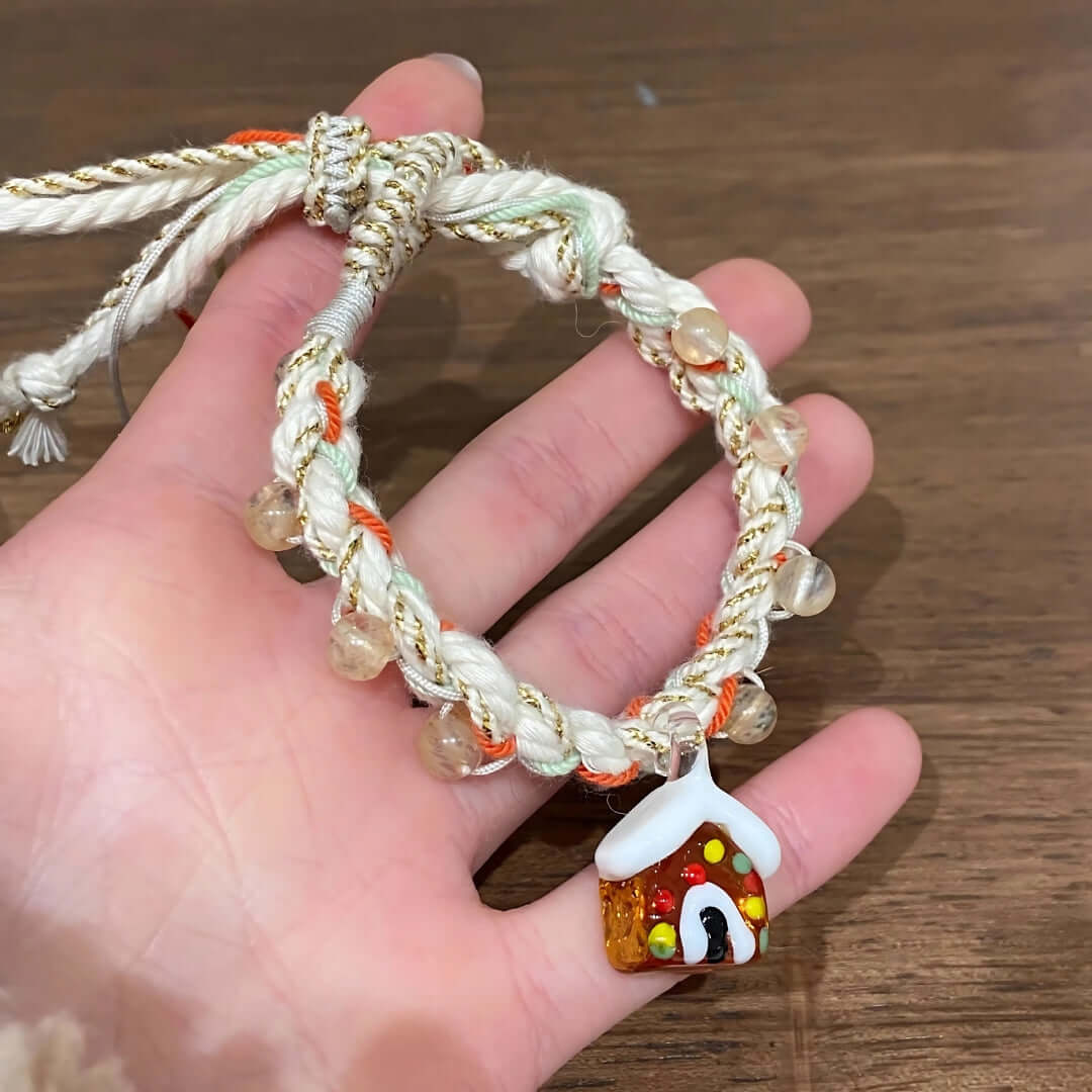 Gingerbread Snowman Charm Cute Woven Braided Christmas Bracelet | Holiday Gift for Women, Girls | Perfect for Christmas Parties, Festive Outfits & Winter Accessories