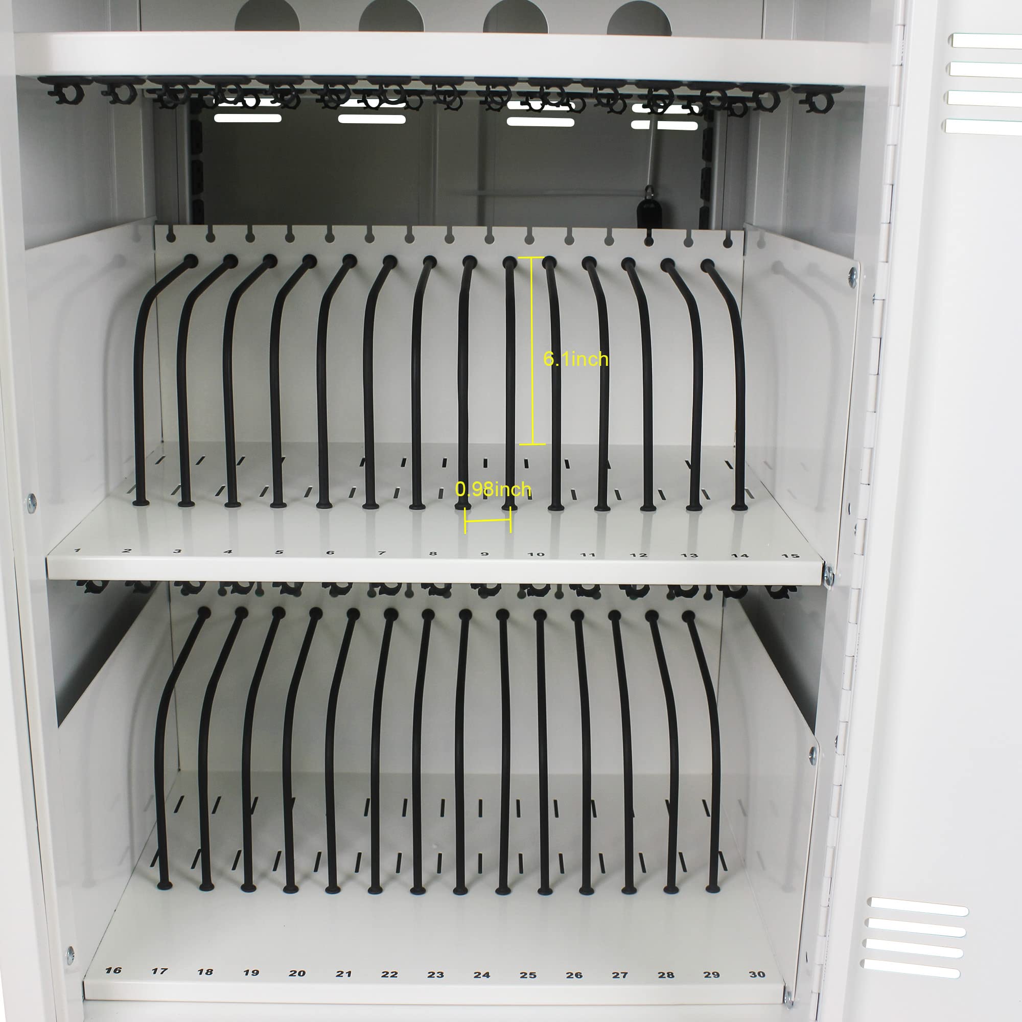 30-Device Mobile Charging Cart with Surge Protection - Secure Storage Cabinet for Tablets, iPads, Chromebooks & Laptops up to 17