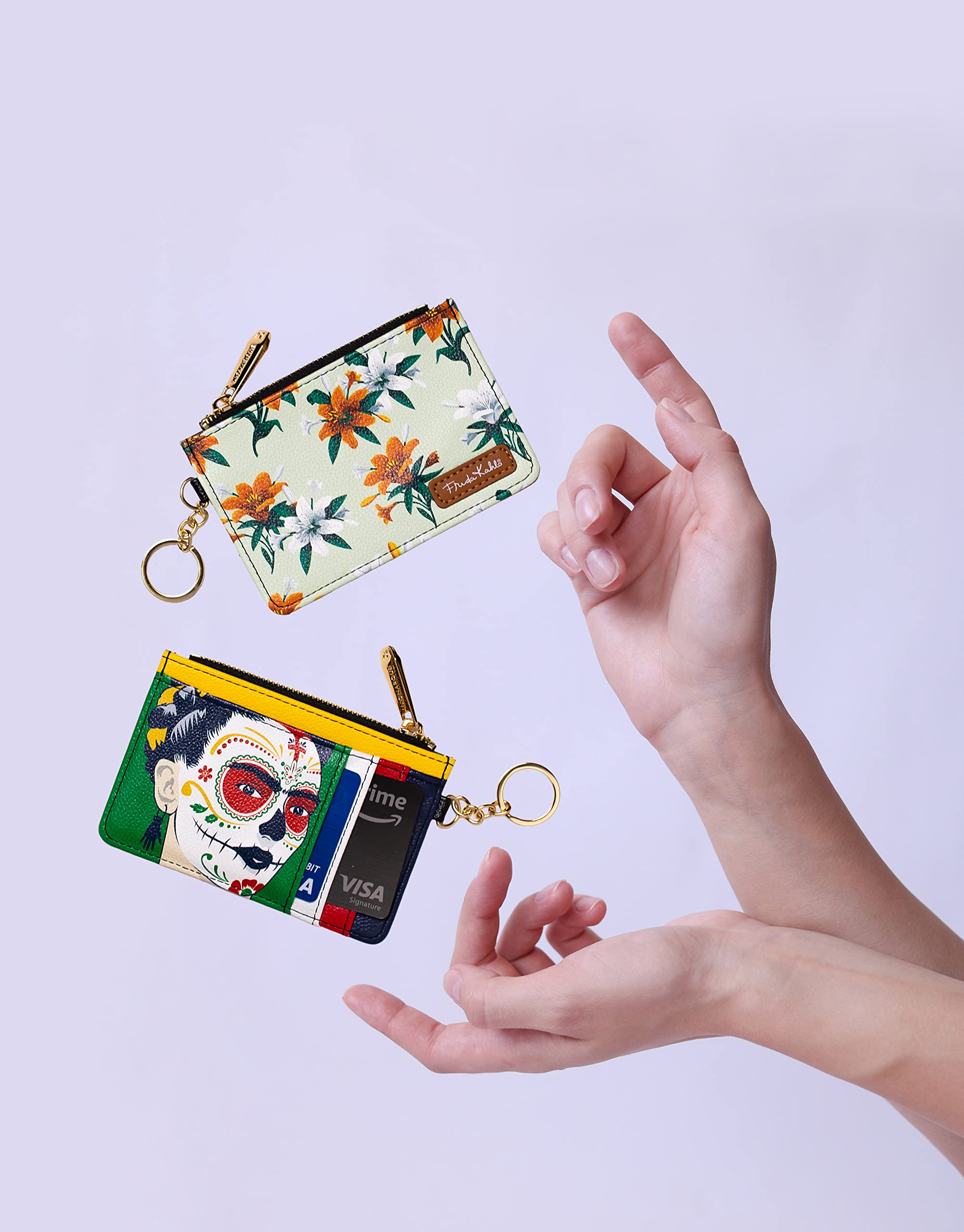 Monarque RFID Blocking Keychain Wallet - Van Gogh Starry Night Design - Slim & Secure Card Holder for Travel, Commuting & Everyday Use