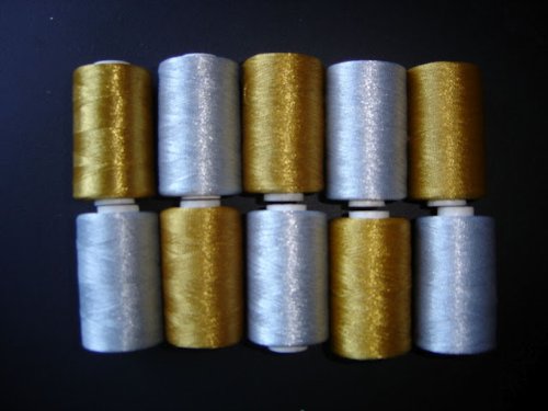 Metallic Golden Silver Rayon Embroidery Thread for Sewing, Quilting, and DIY Crafts - High-Quality Shiny Thread for Hand & Machine Embroidery