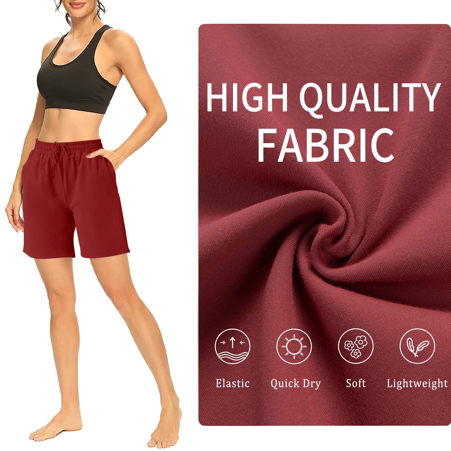 YOYOYOGA Women's Workout Shorts with Pockets - Comfortable Athletic Bermuda Shorts for Yoga, Gym, Running & Casual Wear - Perfect for Fitness, Lounge & Outdoor Activities