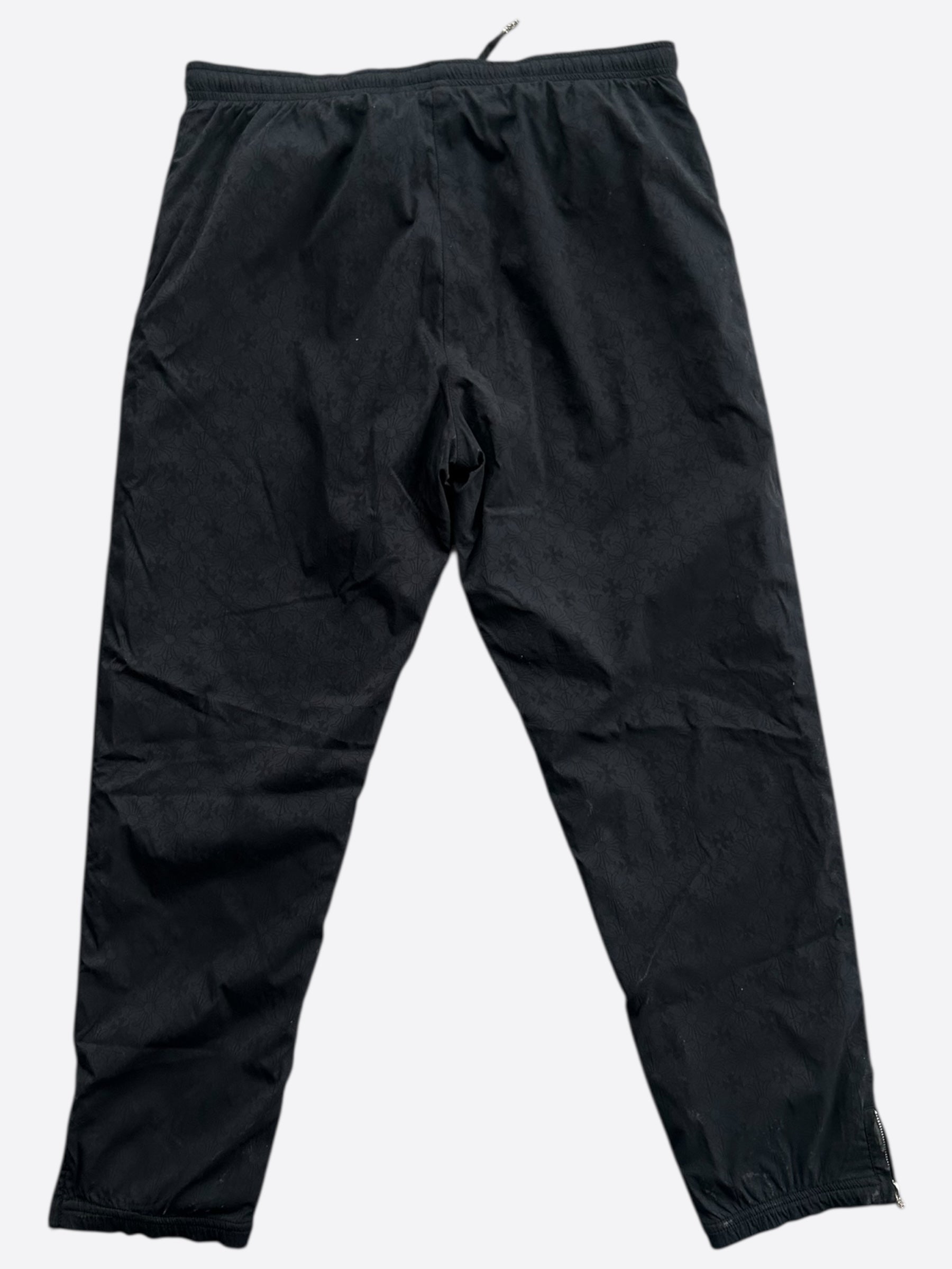 Chrome Hearts Black Cross Jacquard Track Pants for Men - Stylish Gothic Streetwear Joggers with Cross Design | Perfect for Casual Wear, Gym, and Hip-Hop Fashion