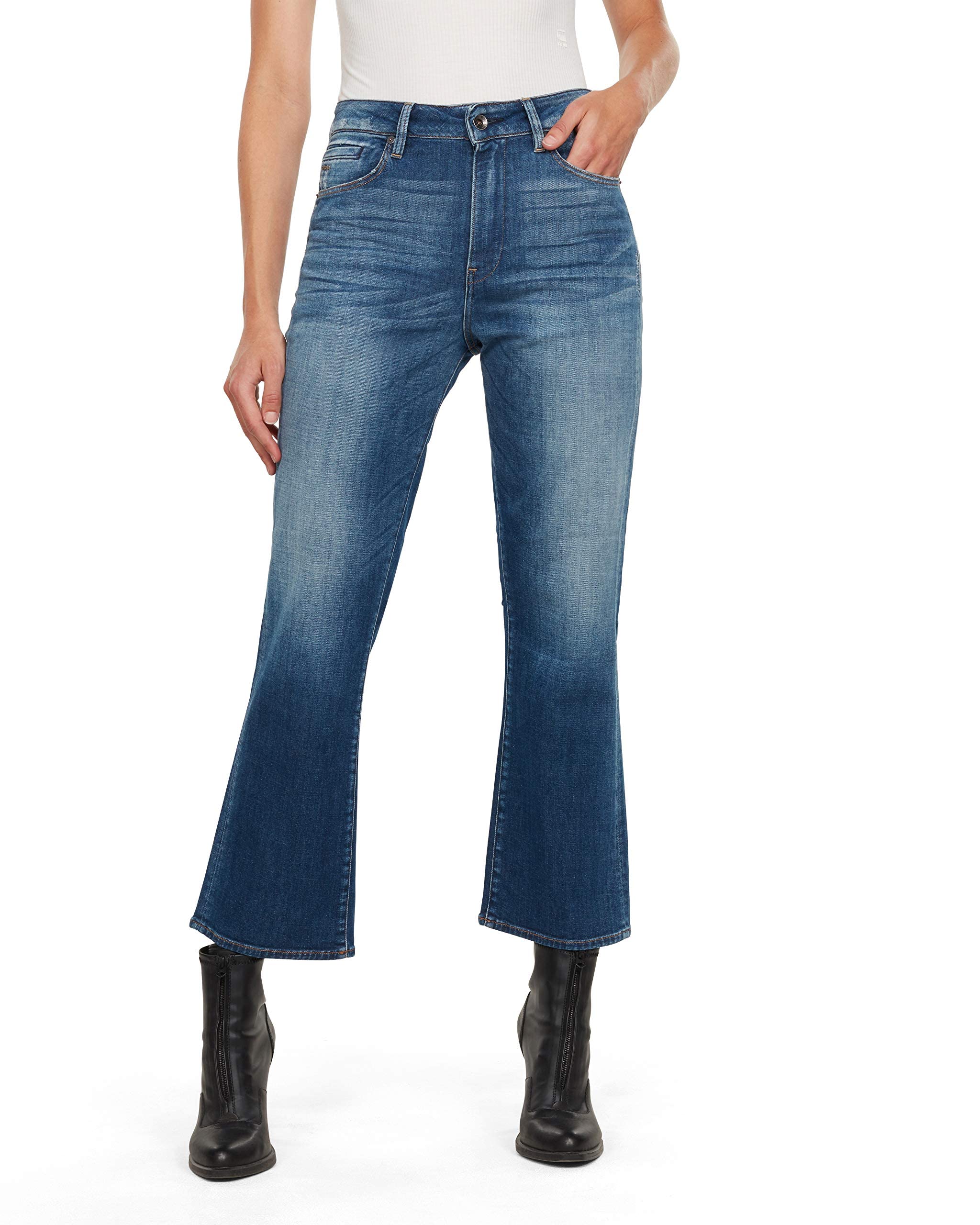 G-STAR RAW Women's Codam High Kick Flare 78 Jeans - Size 24W x 30L, Faded Cobalt Blue Denim | Vintage Style High Waisted Bootcut Jeans for Casual Wear & Night Out