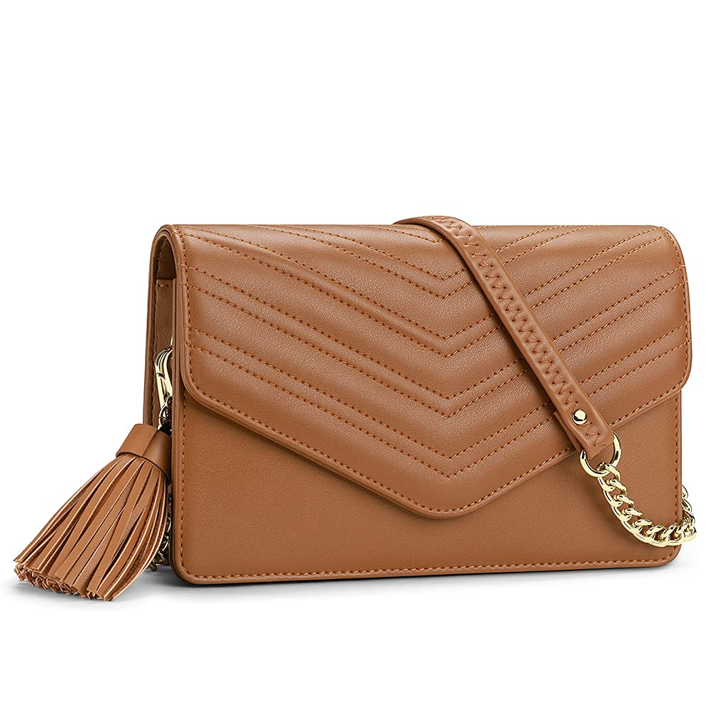 Peacocktion Small Quilted Crossbody Bags for Women - RFID Blocking Shoulder Handbag with Tassel, Cell Phone Wallet Purse Clutch | Perfect for Travel, Shopping & Daily Use