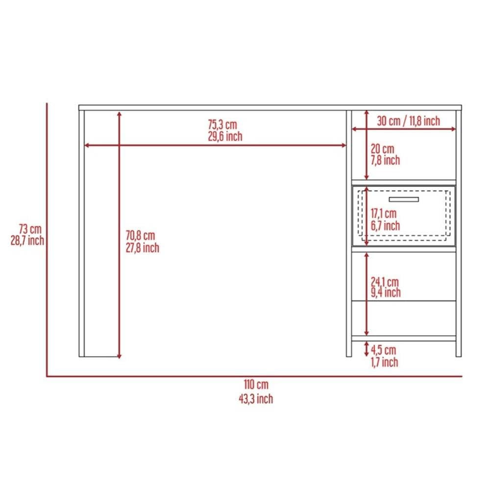 Modern Light Gray Arlington Computer Desk with Drawer & 2 Open Shelves - Home Office Workstation for Small Spaces, Study Room, or Bedroom Workspace