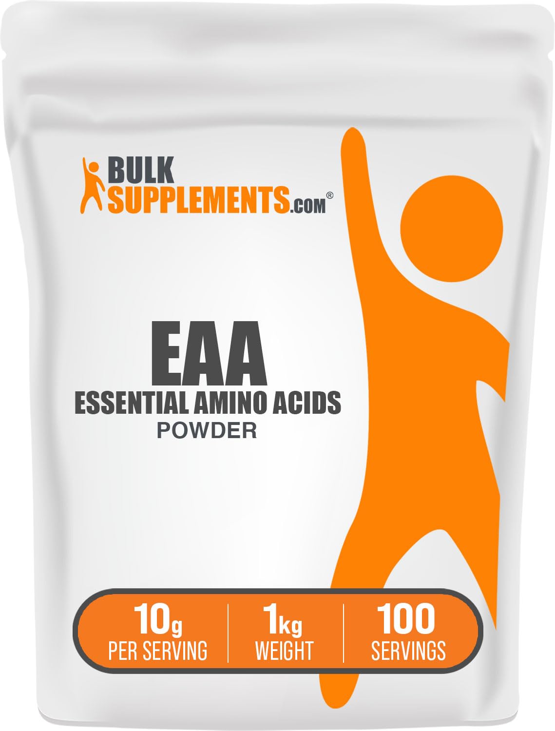 BulkSupplements Pure Essential Amino Acids (EAA) Powder - Unflavored, Gluten Free Supplement - 10g per Serving, 1kg (2.2 lbs) - Supports Muscle Recovery & Workout Performance - Ideal for Athletes, Bodybuilders & Fitness Enthusiasts