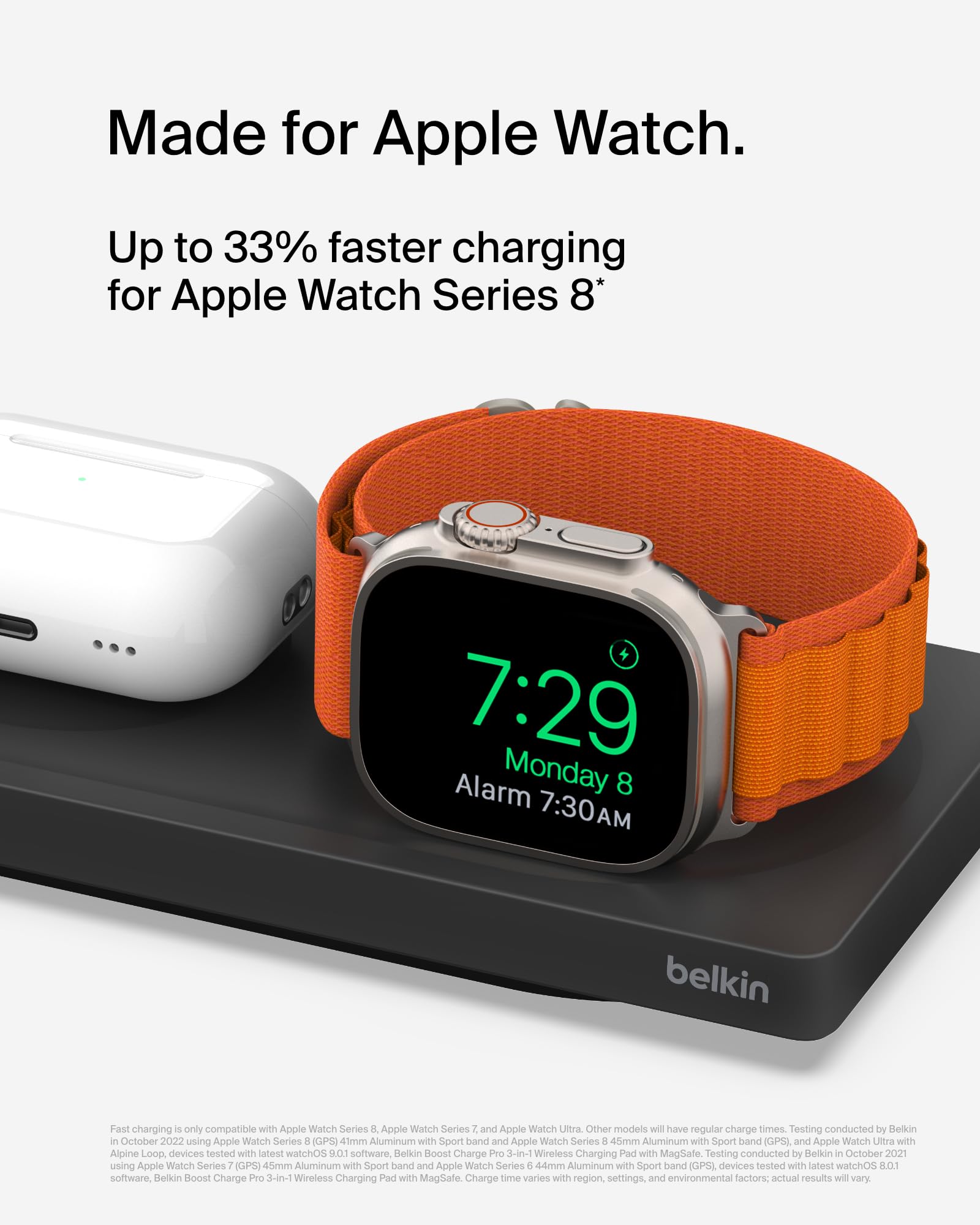 Belkin 3-in-1 MagSafe Charger for iPhone 14/13/12, Apple Watch & AirPods - Fast Wireless Charging Station for Home & Office