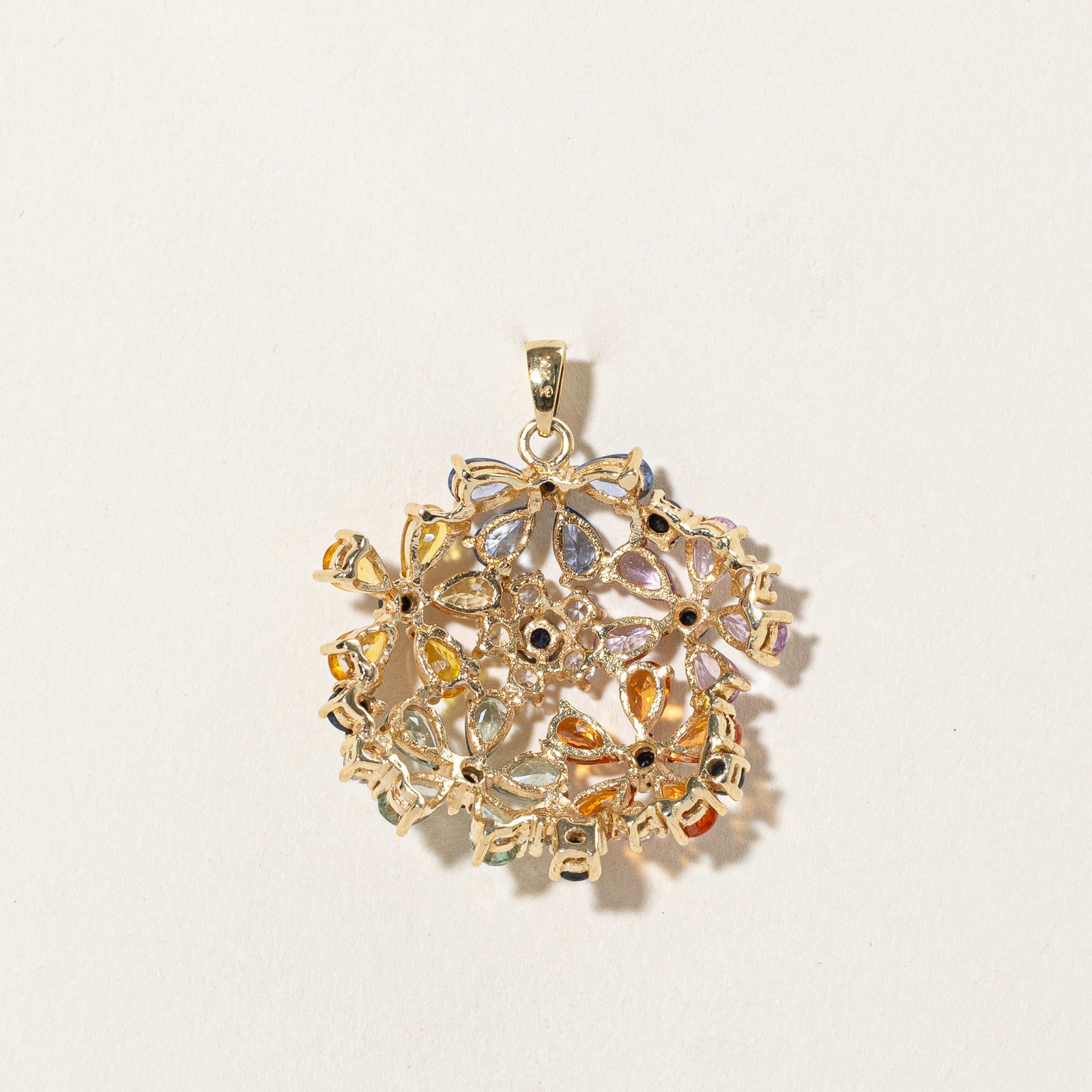 6.75ctw Multi-Colored Sapphire Floral Pendant Necklace - Elegant Jewelry Gift for Women, Perfect for Weddings & Special Occasions