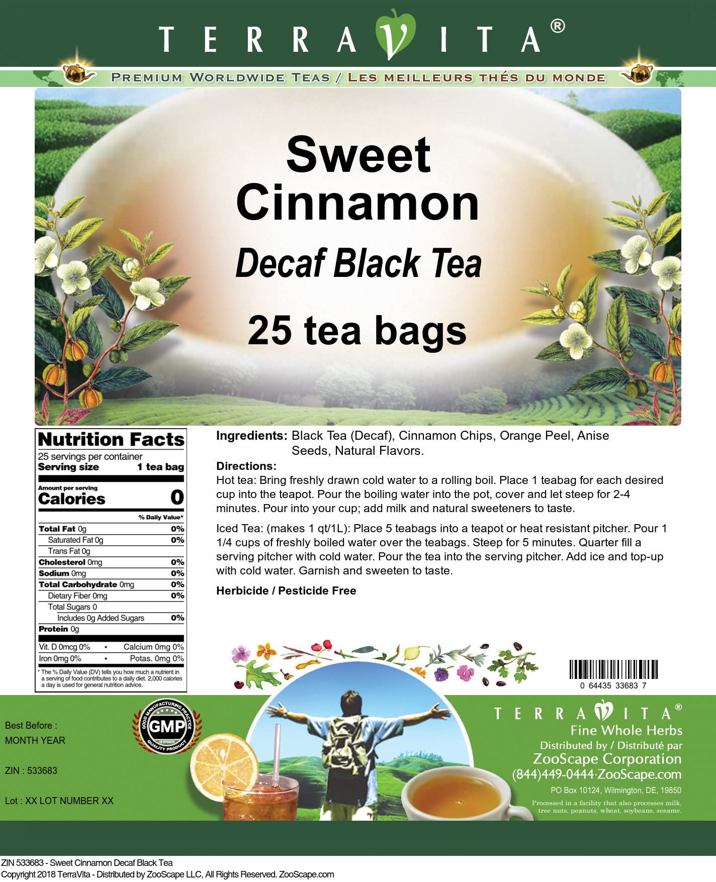 Organic Decaf Black Tea with Sweet Cinnamon Flavor - 3 Pack (75 Tea Bags Total) | ZIN: 533683 | Perfect for Evening Relaxation & Caffeine-Free Comfort