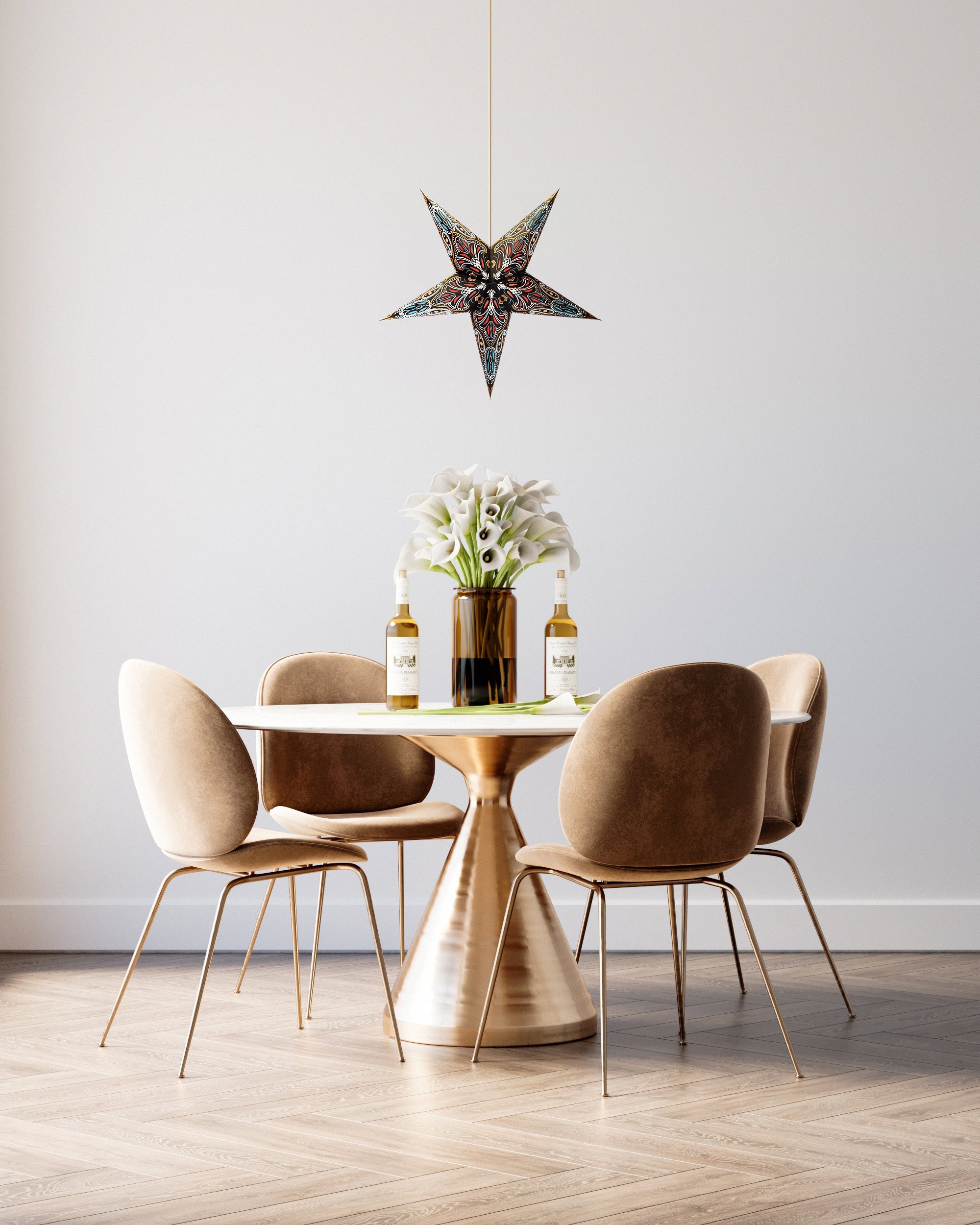 24 Inch Black Aura Glow Glitter Paper Star Lantern with Pendant Light - Elegant Home Decor for Bedroom, Living Room, and Party Lighting