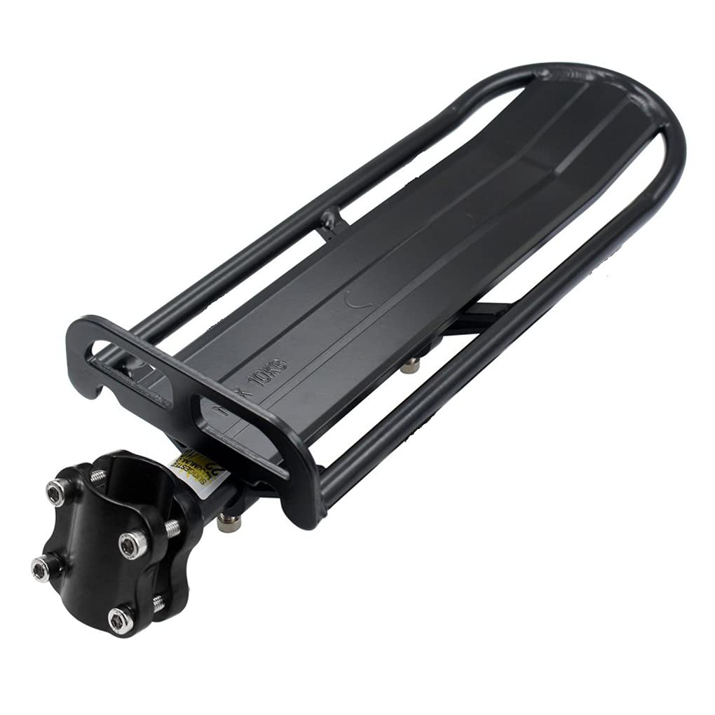 GREUS Universal Adjustable Bike Rear Rack - Mountain Bicycle Cargo Carrier with Retractable Saddle Mount | Durable Luggage Rack for Commuting, Touring & Outdoor Adventures | Bike Accessories & Seat Post Attachment