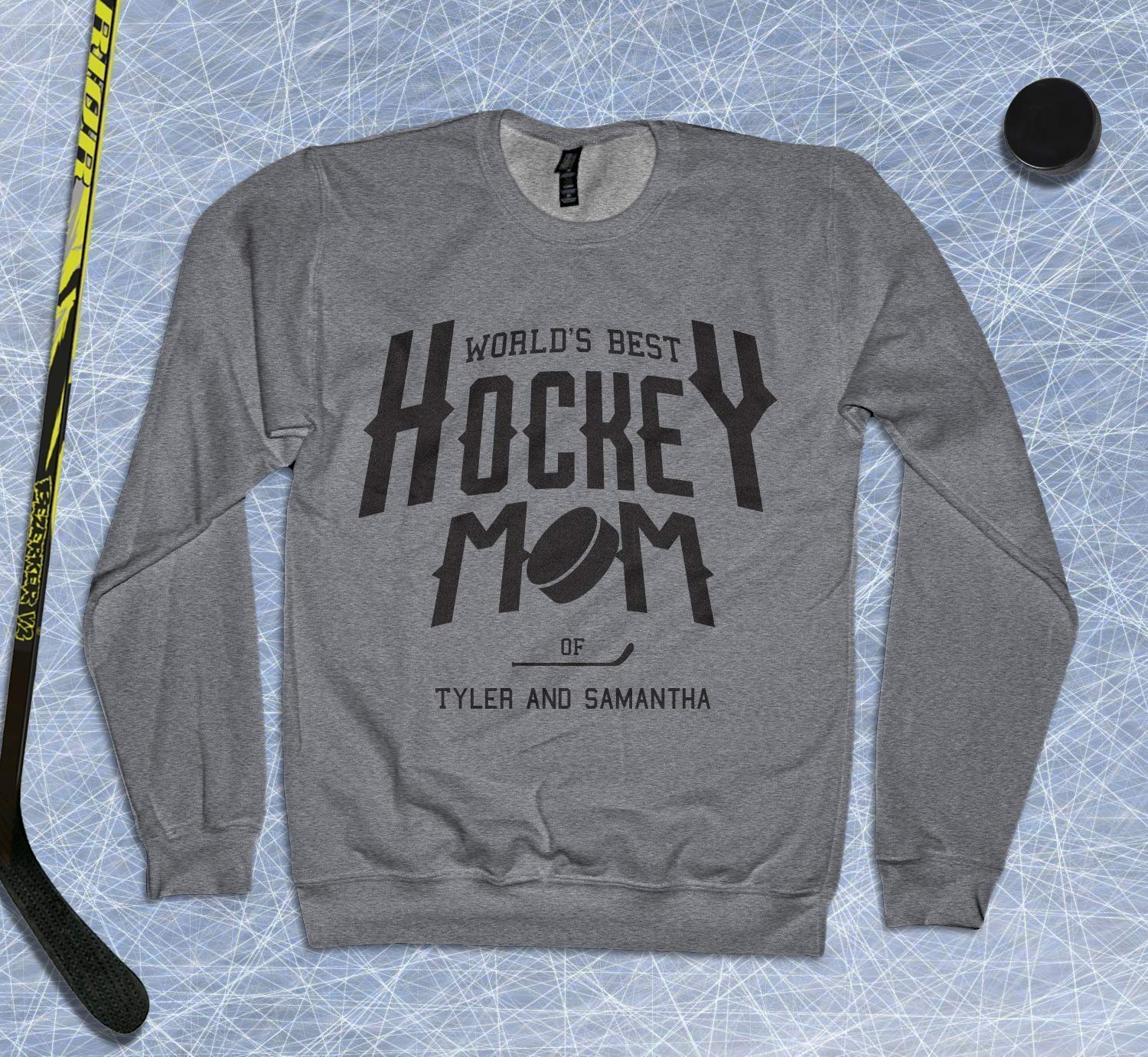 Custom Hockey Mom Personalized Sweatshirt - Women's Sports Apparel with Kids Names - Perfect Mother's Day Gift for Hockey Moms | Game Day, Team Support & Family Outings