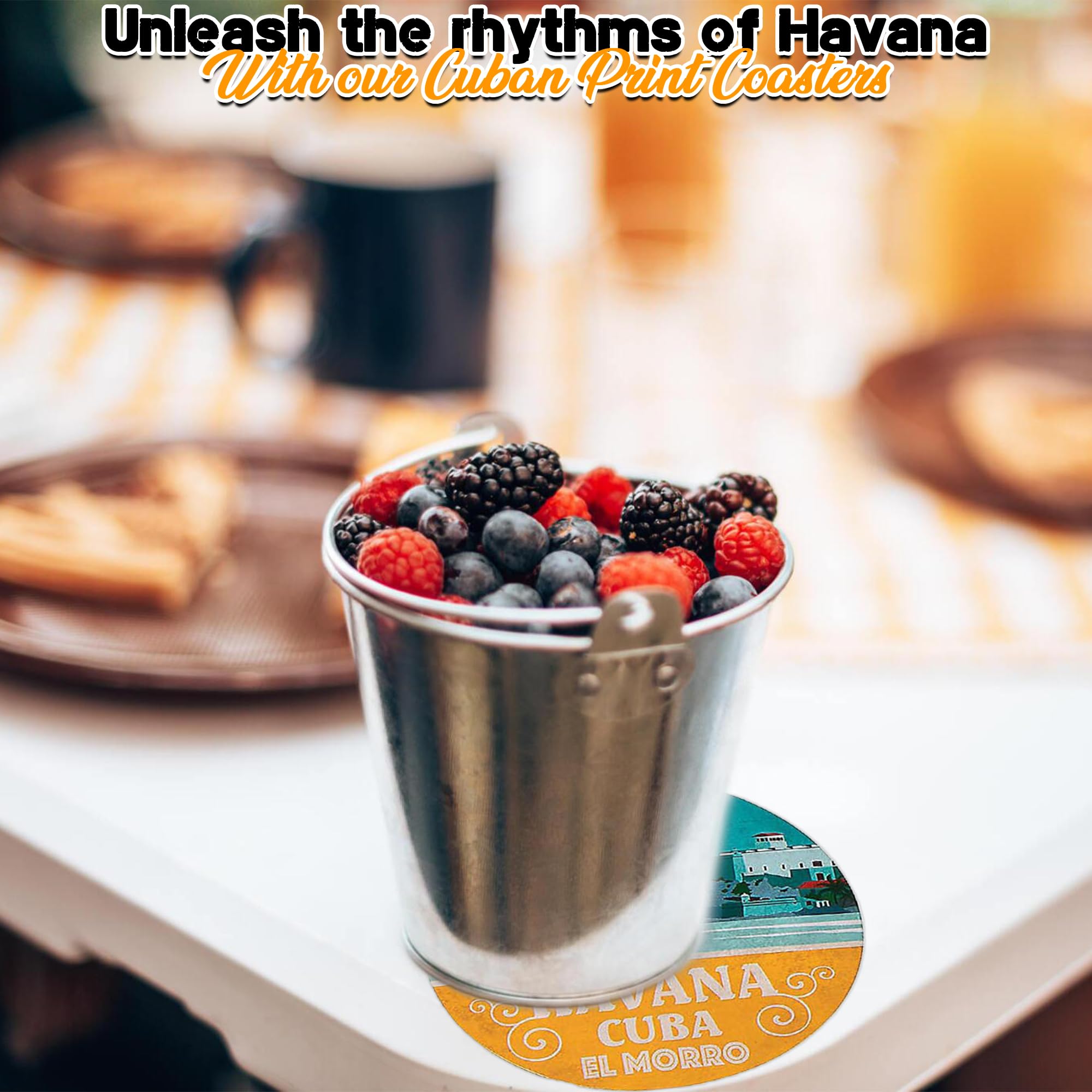 12-Piece Cuban Print Coasters Set | Havana Nights Theme | Tropical Party Decor | Perfect for Cocktail Parties, Home Bars & Latin-Themed Events