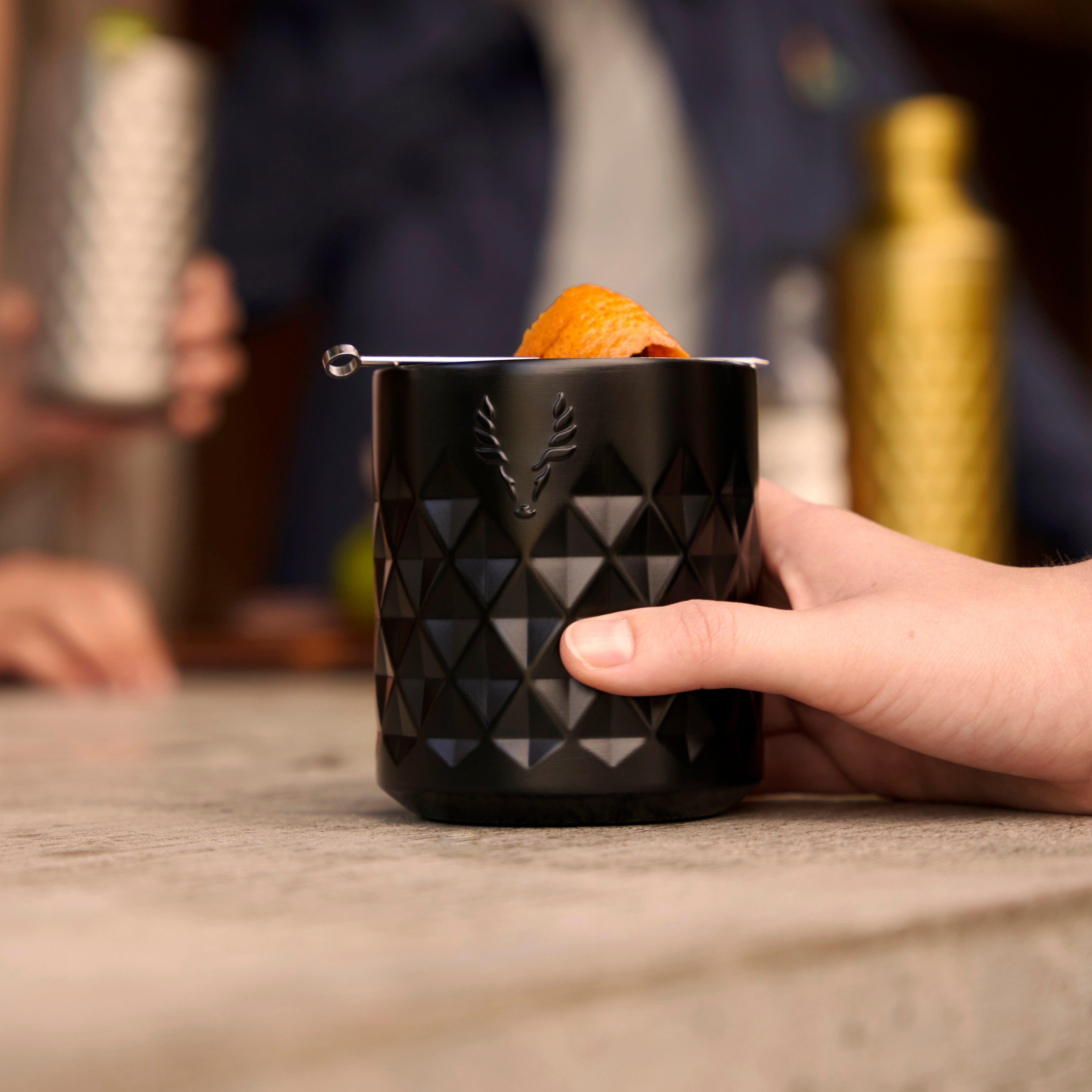 Premium Stainless Steel Rocks Tumbler - 20oz Insulated Whiskey Glass with Lid - Obsidian Black - Perfect for Bourbon, Scotch & Cocktails at Home, Office or Outdoor Adventures
