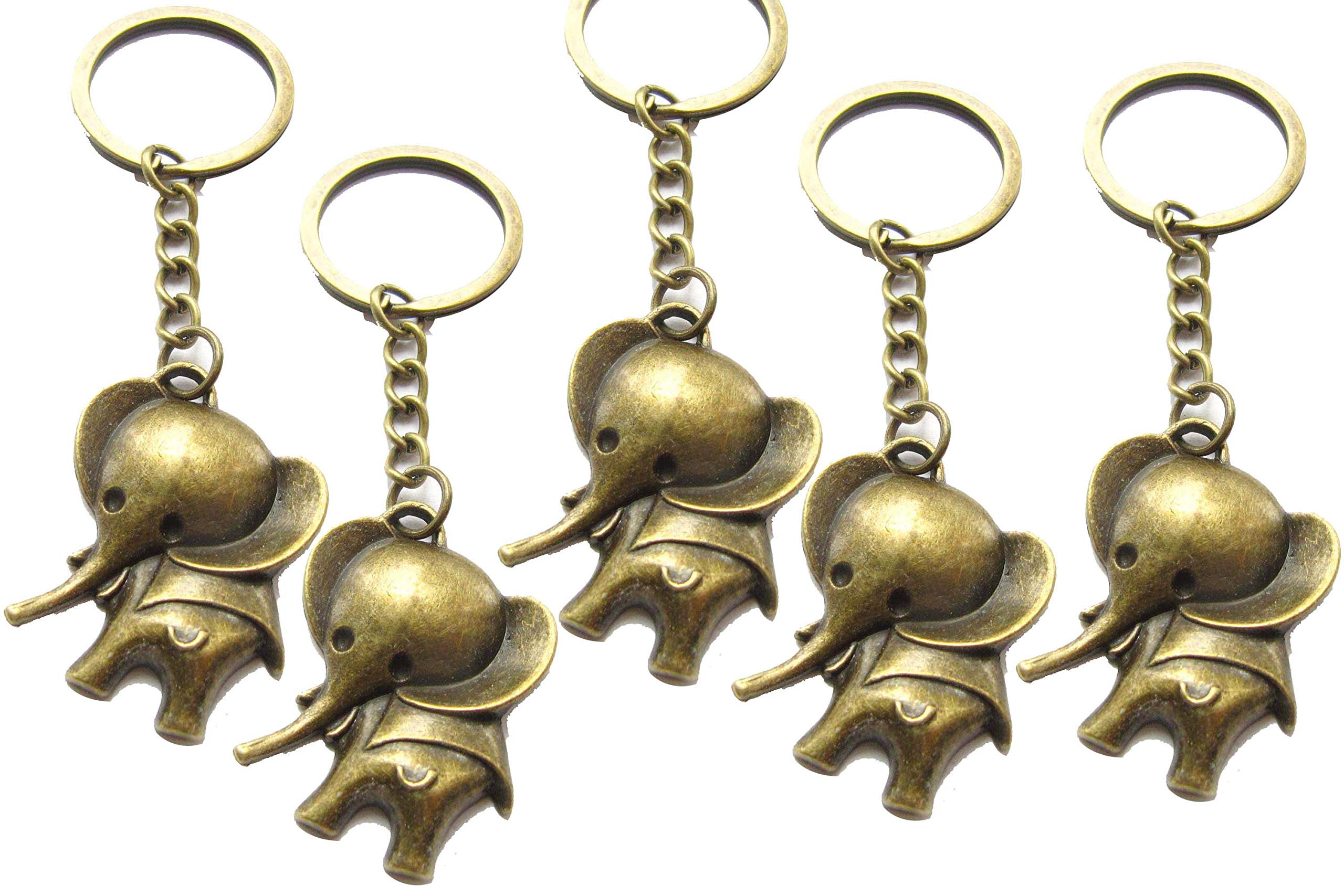 5Pcs Elephant Keychain - Antique Bronze Animal Charm for Gifts & Decor