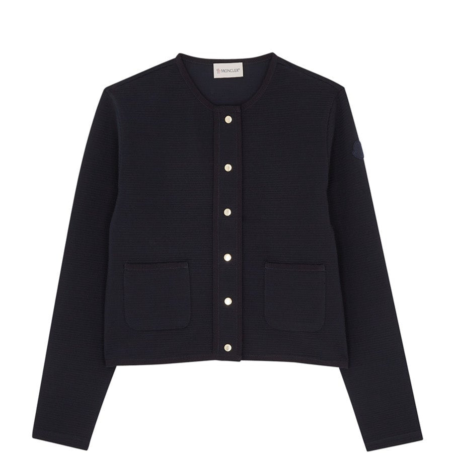 Moncler Navy Cardigan for Girls - Cozy Winter Sweater for School & Outdoor Activities