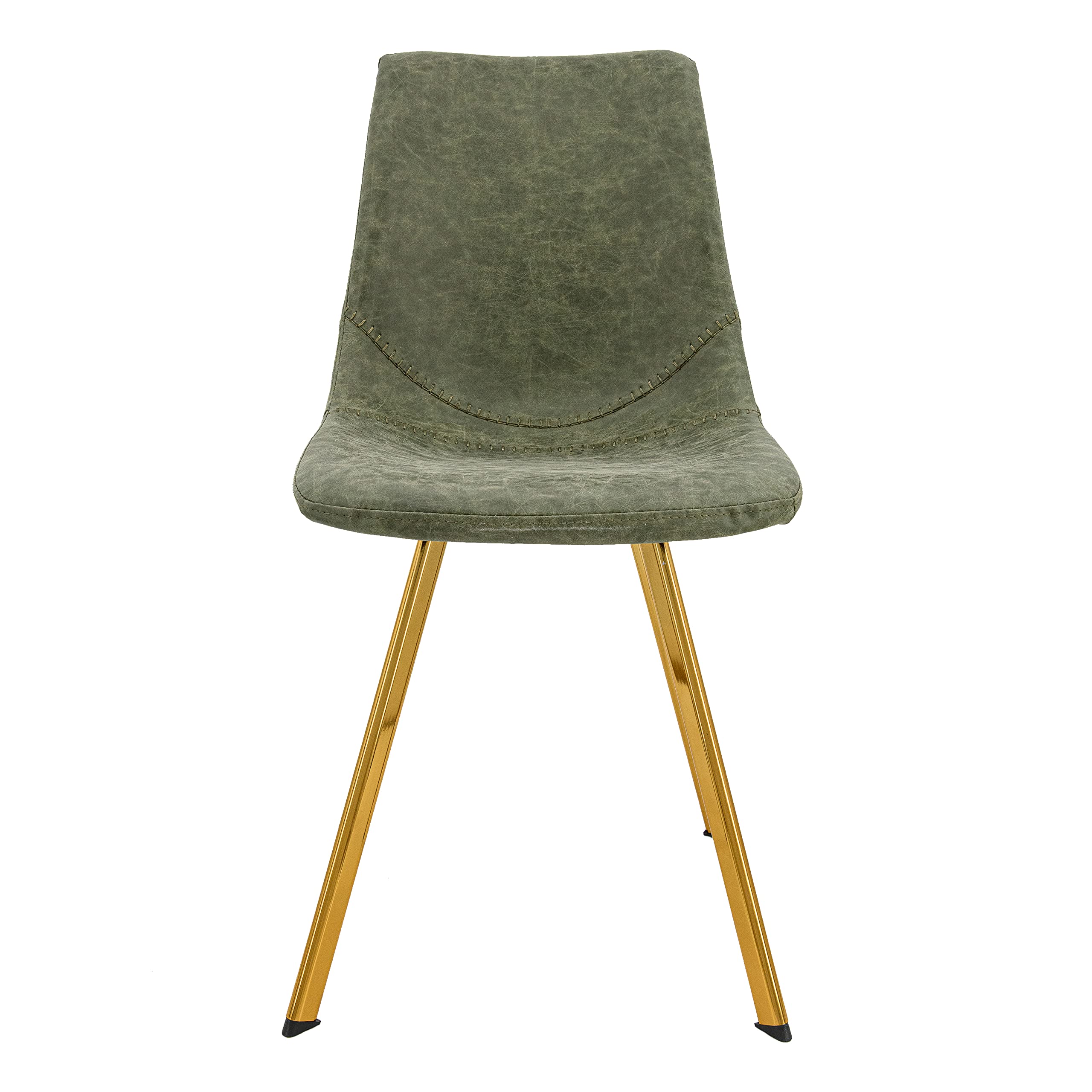 Modern Leather Dining Chairs with Gold Legs - LeisureMod Markley Olive Green Kitchen Chairs for Home, Restaurant & Office Use