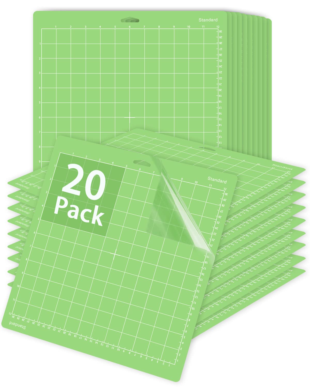 12x12 Cutting Mat 20 Pack for Cricut Maker 3/Maker/Explore 3/Air 2/Air/One - Standard Green Self-Healing Sticky Grip Cutting Pads - Replacement Accessories for Scrapbooking, Stamping & Crafting - Perfect for DIY Projects, Vinyl Cutting & Paper Crafts