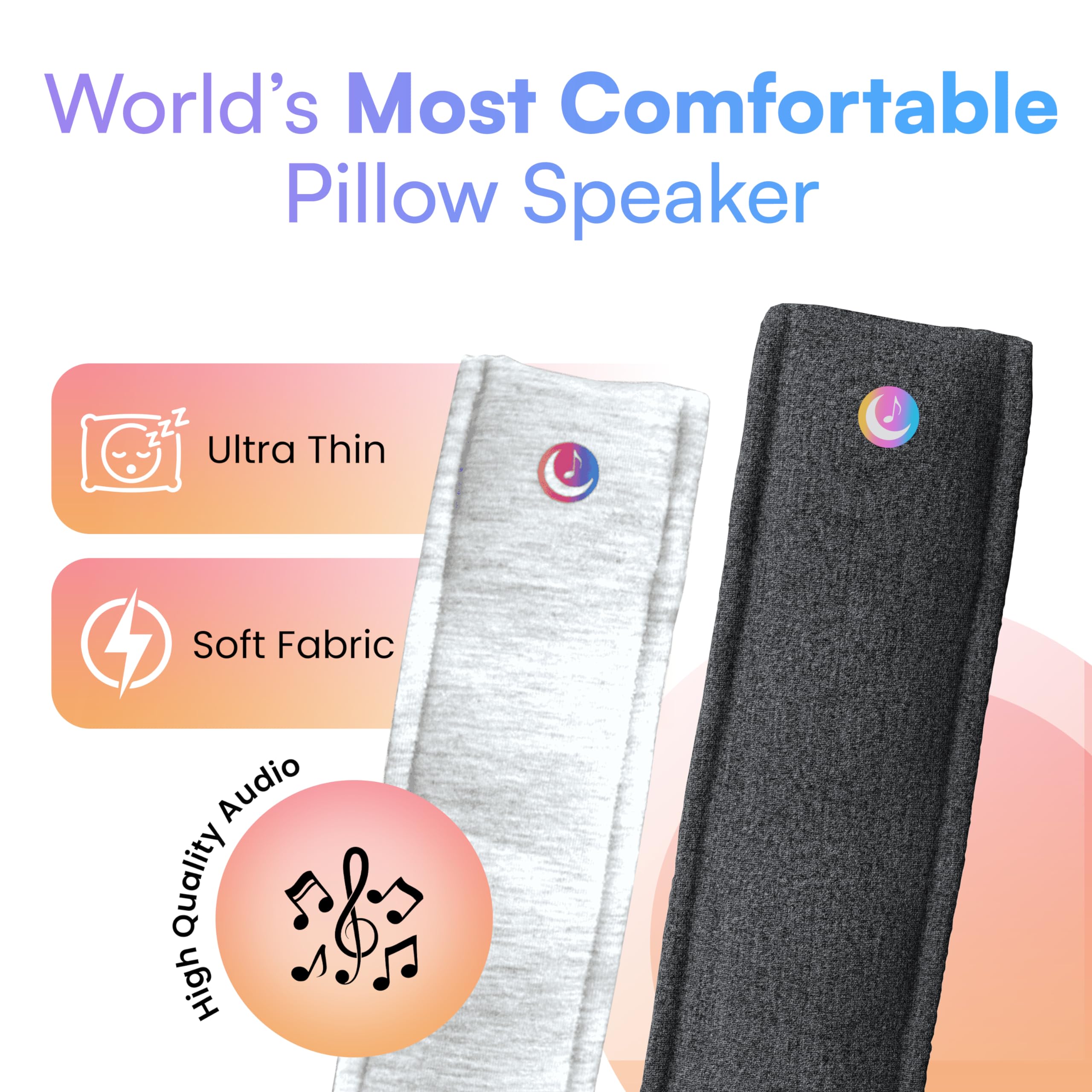 Drowsie Pillow Speaker Flexi' - Grey - Sleep Sound Machine for Relaxation & Meditation | Perfect for White Noise, Audiobooks & Music (Compatible with Calm, Spotify, Audible) | Bedside Sleep Aid for Adults & Kids