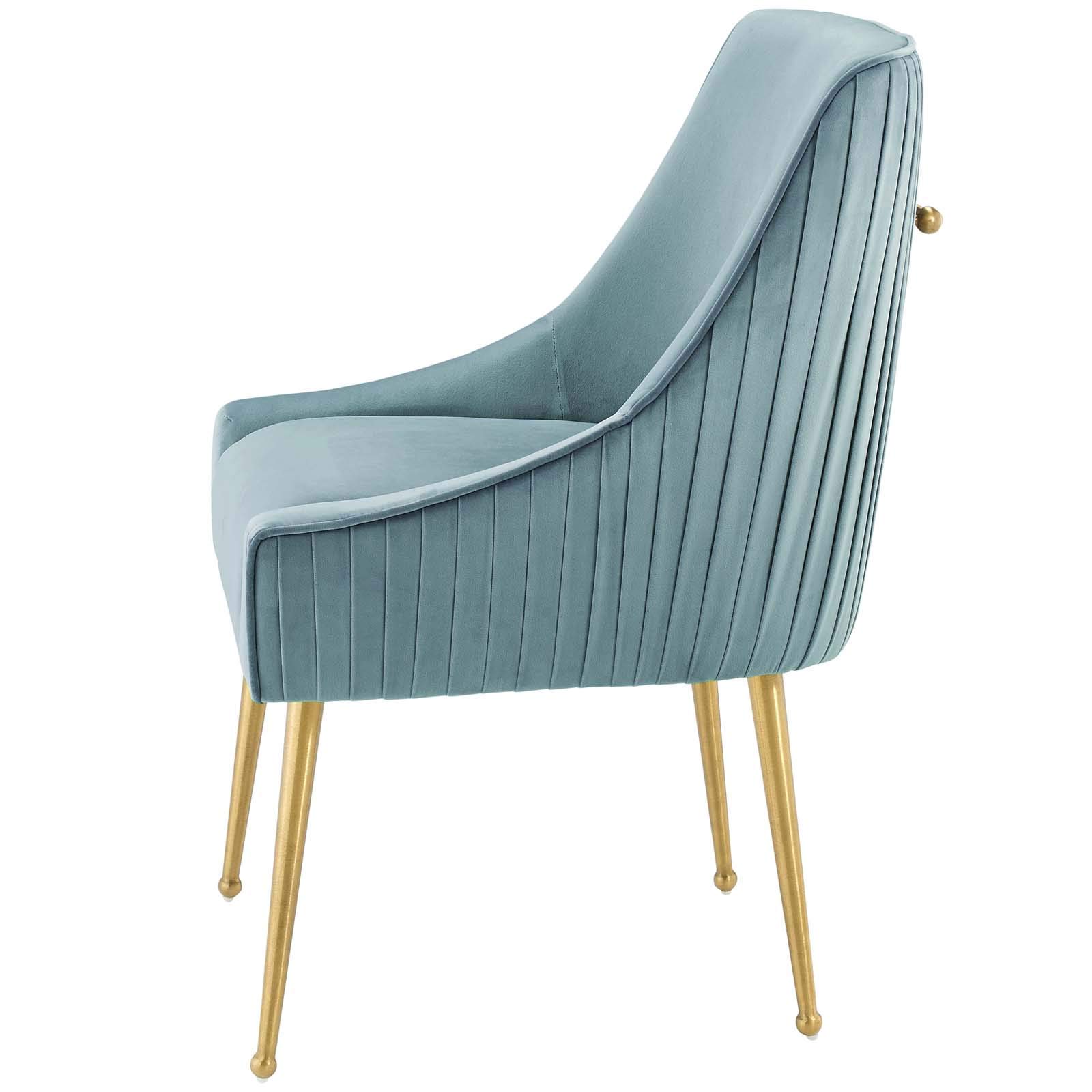 Modern Velvet Dining Chair with Stainless Steel Legs - Light Blue Upholstered Kitchen & Side Chair for Contemporary Dining Room Decor - Perfect for Home, Restaurant, and Office Use