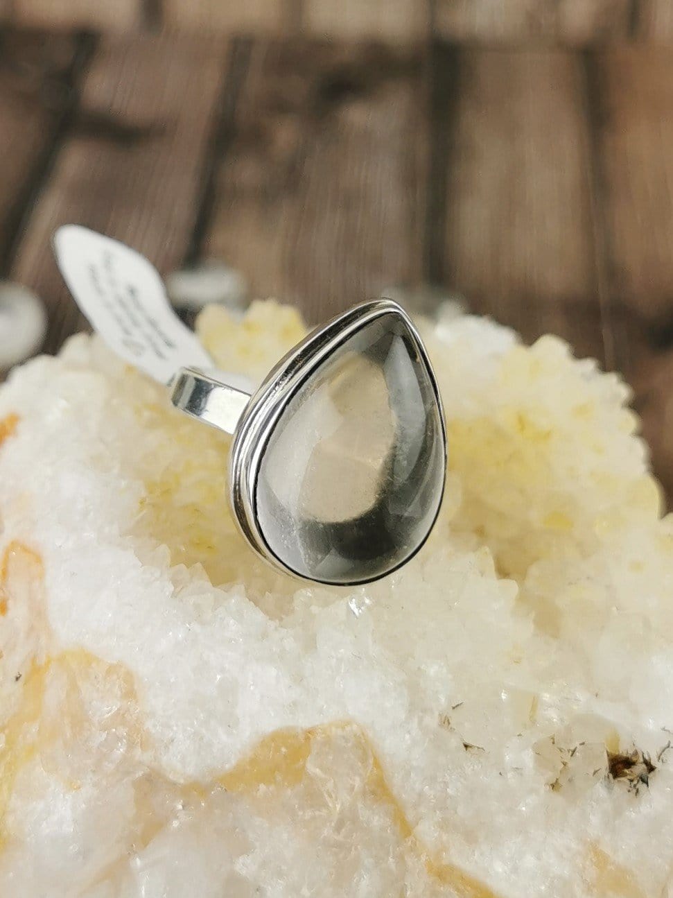 Rose Quartz Teardrop Ring for Women - Size 6.5 - Elegant Healing Crystal Jewelry for Meditation, Yoga & Spiritual Healing
