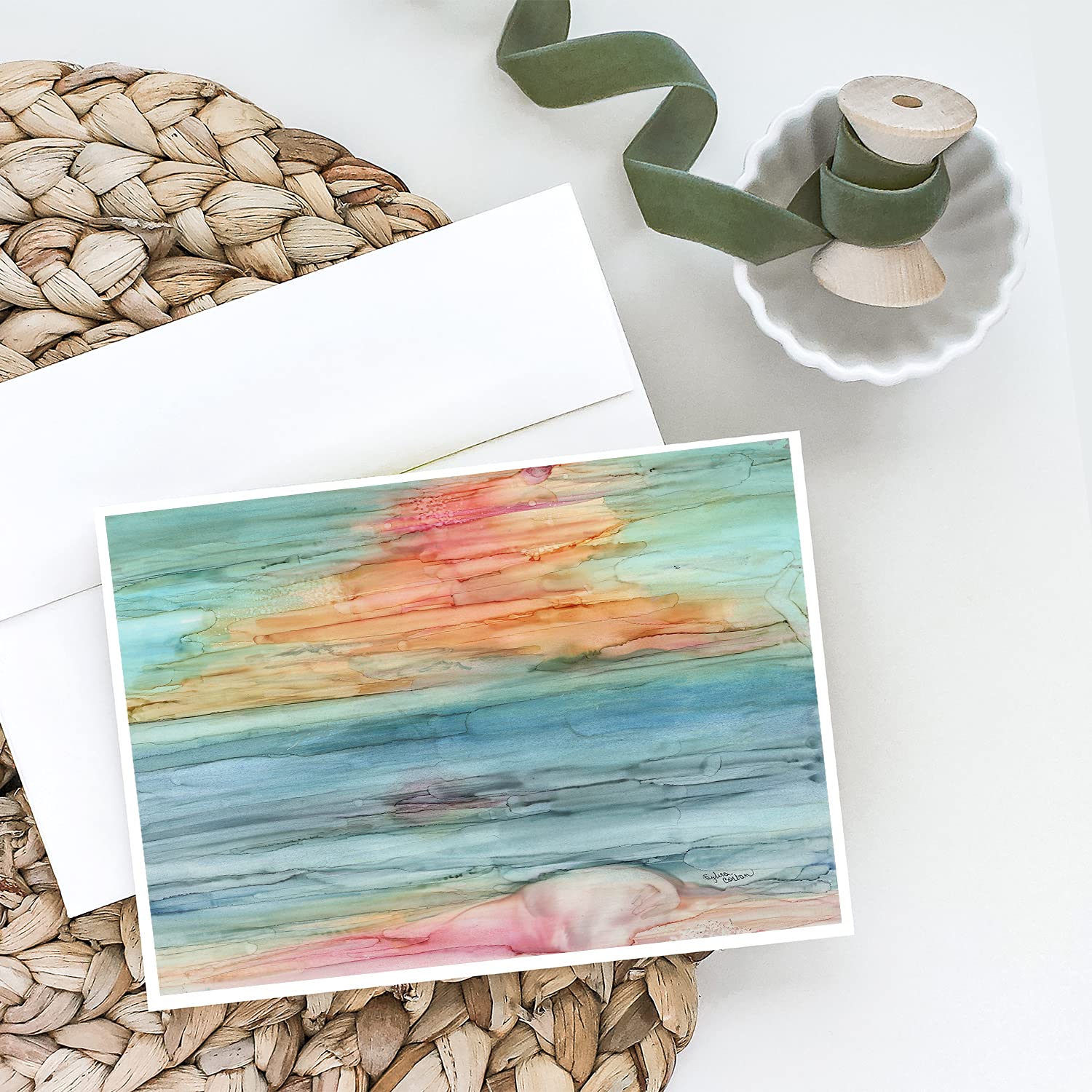 Abstract Rainbow Greeting Cards and Envelopes Set - Pack of 8 Blank A7 Note Cards (5x7 Inches) for Birthday, Thank You & Special Occasions | Whimsical Design by Caroline's Treasures
