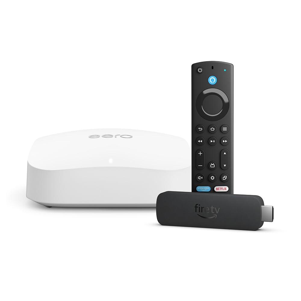 Amazon eero Pro 6E Tri-Band Mesh WiFi 6 Router (1-Pack) with Fire TV Stick 4K Max Streaming Device - Whole Home Coverage & 4K Ultra HD Entertainment