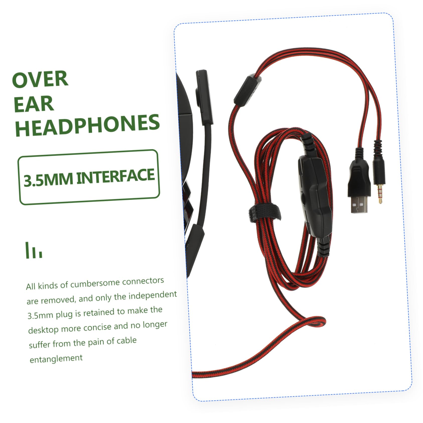 Yardenfun Professional Gaming Headset with Microphone - Over Ear USB/3.5mm Stereo Headphones with LED Lights, Noise Cancelling & Comfortable Fit for PC, PS4, Xbox, Nintendo Switch Gaming & Online Classes