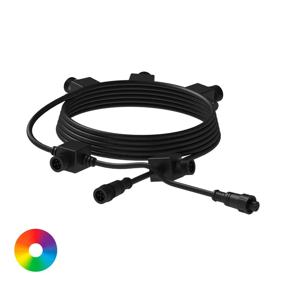 7.6m 25ft 5-Outlet Color Changing LED Light Extension Cord Power Strip with Remote - Dimmable RGB Lighting for Bedroom, Party, Christmas Decorations