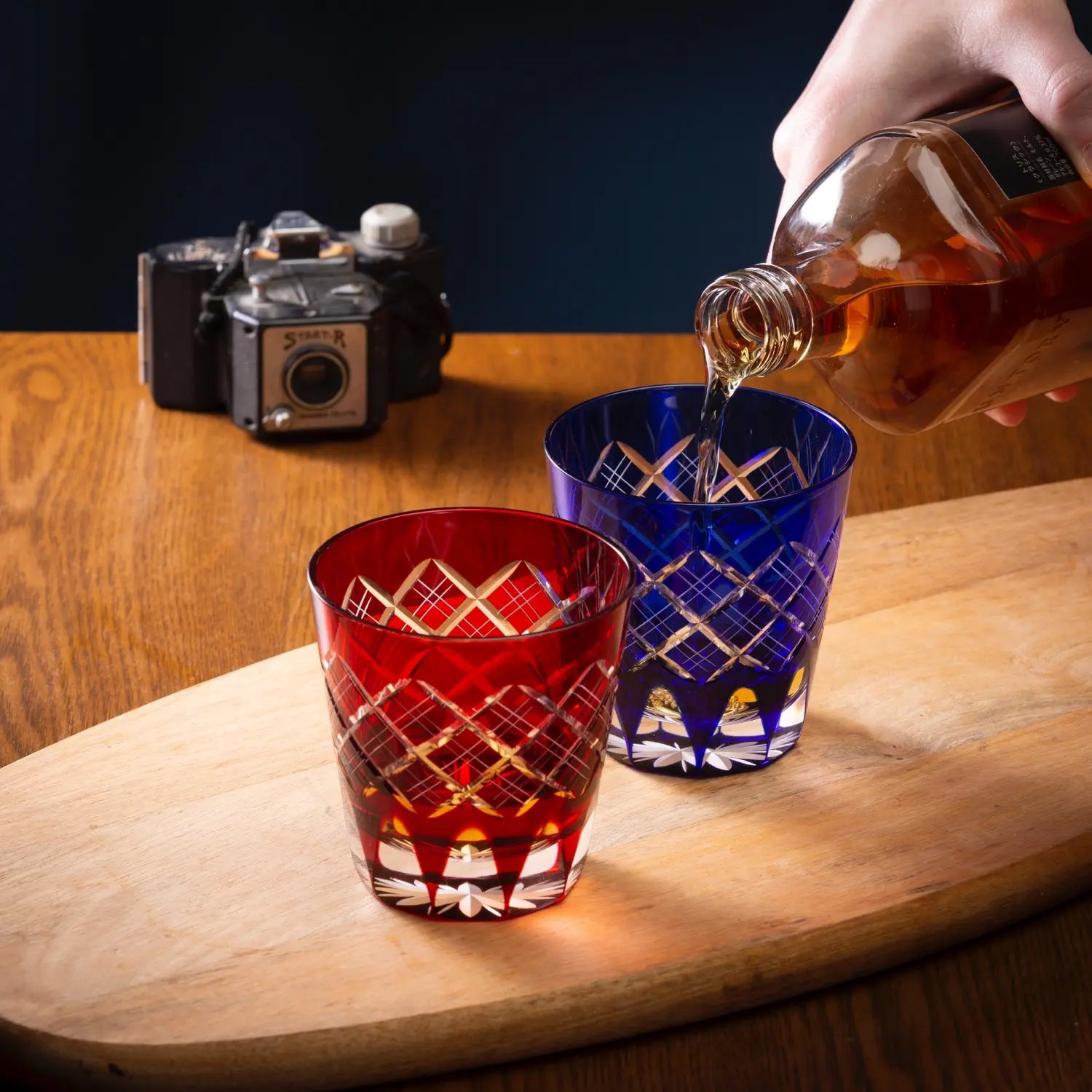Kimoto Glass Tokyo Edo Kiriko Old Fashioned Whiskey Glass - Handcrafted Layered Yarai Design for Cocktails, Bourbon & Scotch - Perfect for Home Bar, Gifts & Special Occasions