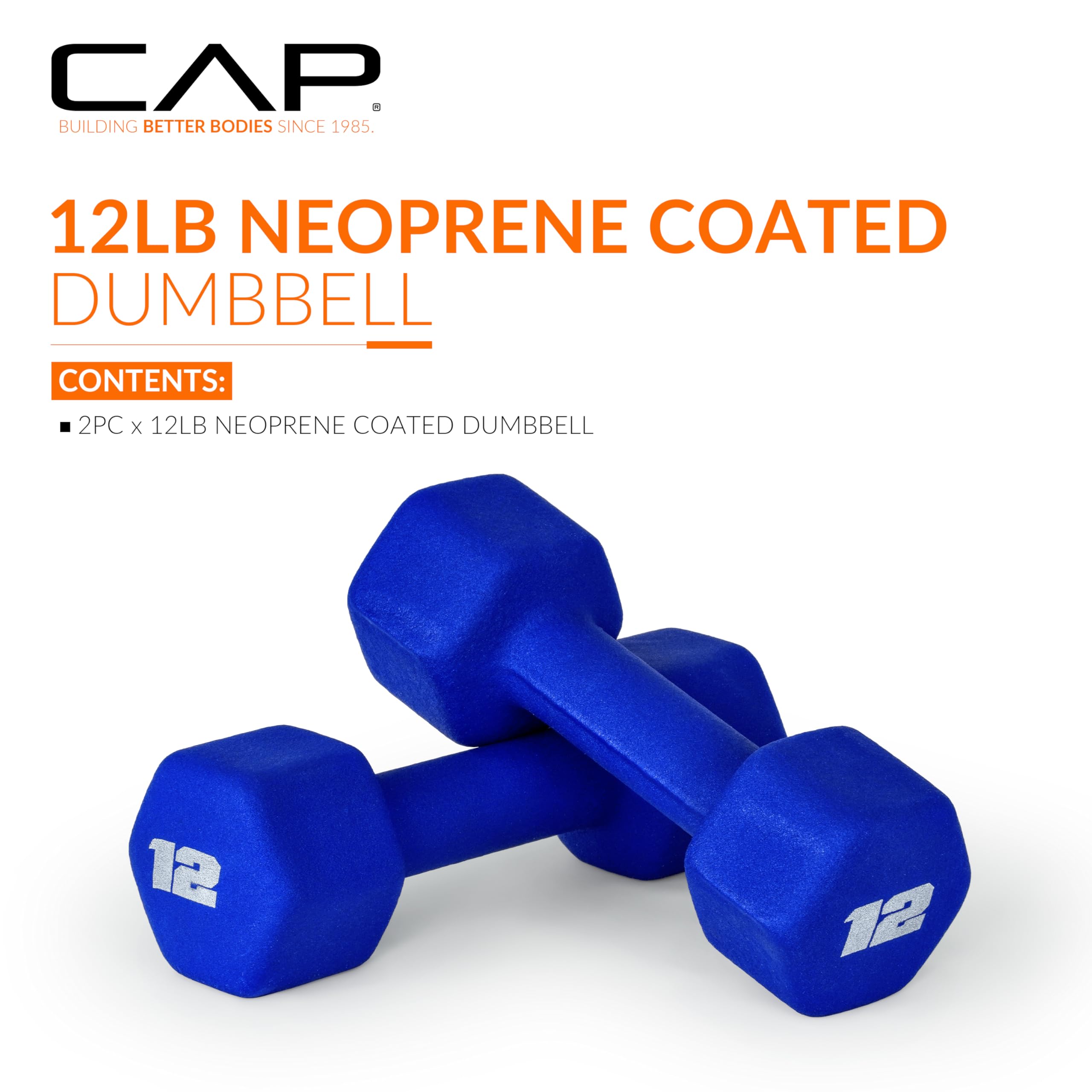 Premium CAP Barbell Neoprene Dumbbell Weights - Pairs & Sets in Multiple Colors | Home Gym Equipment for Strength Training & Fitness Workouts