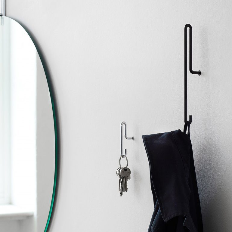 MOEBE Minimalist Black Wall Hooks (Set of 2) - Small Space-Saving Hooks for Hanging Coats, Keys, Towels in Entryway, Bathroom or Bedroom