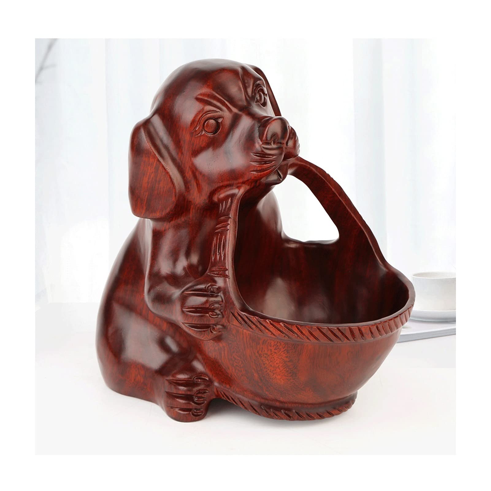 Mahogany Fruit Bowl - Creative Puppy Shape Storage Basket for Bread, Fruits & Vegetables | Modern Kitchen Counter Decor for Snacks & Display | Perfect for Dining Table, Pantry Organization & Gift Giving