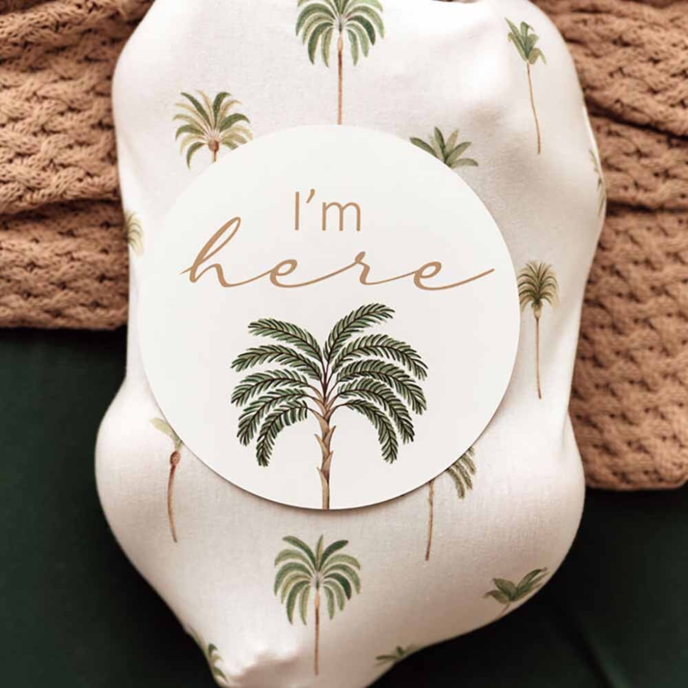 Snuggle Hunny Reversible Milestone Baby Cards - Green Palm & Sand Design | Perfect for Newborn Photography, Baby Showers & First Year Memories